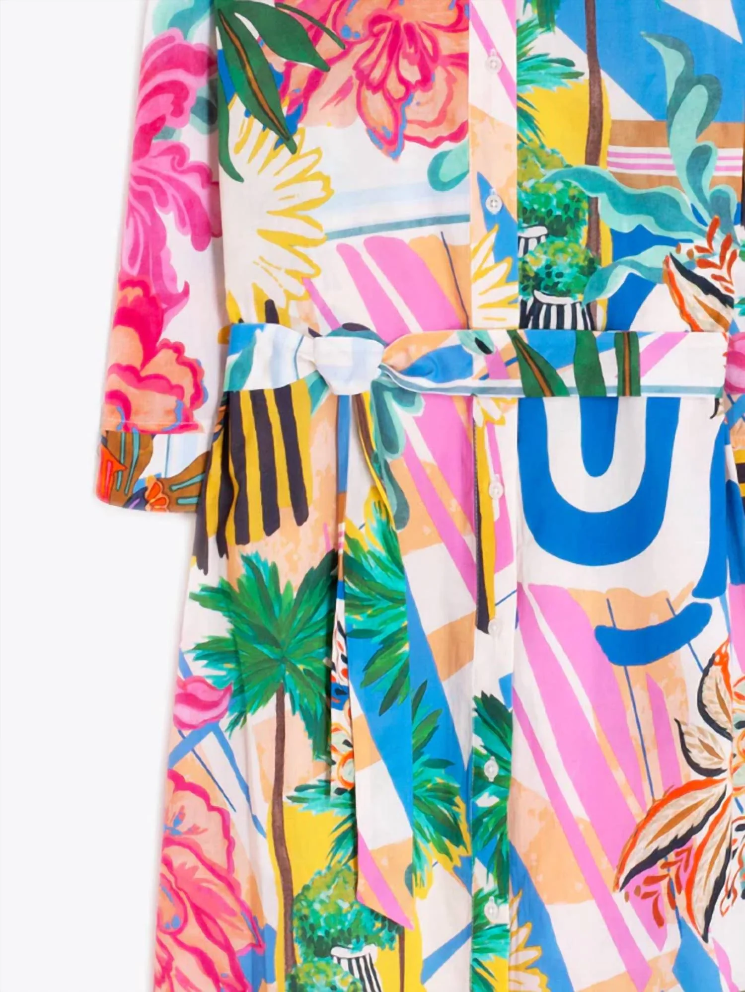 Palm Tree Print Dress In Multi Print - Image 3
