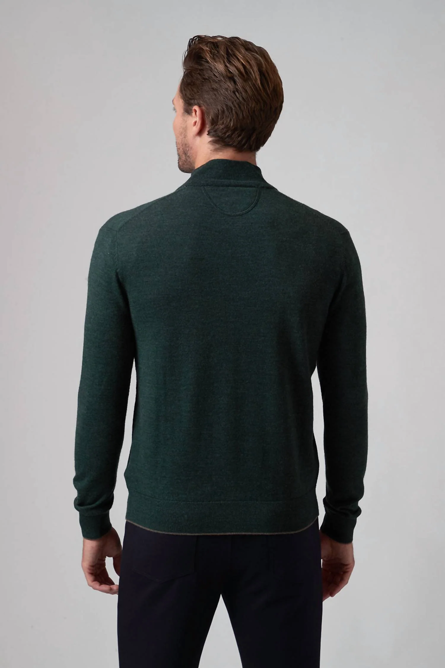 Palmer Mock Zip Sweater In Forest - Image 3