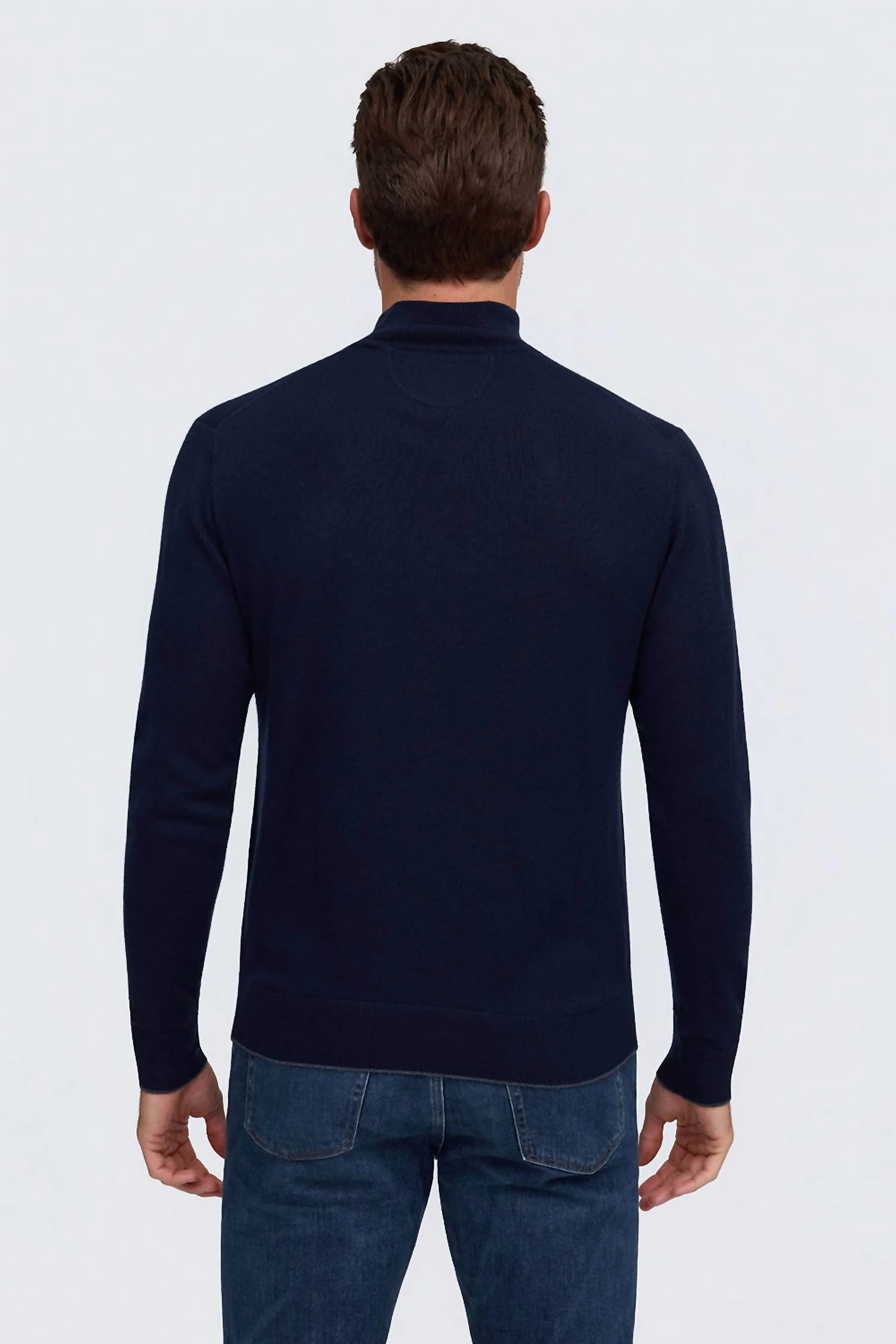 Palmer Mock Zip Sweater In Navy - Image 3