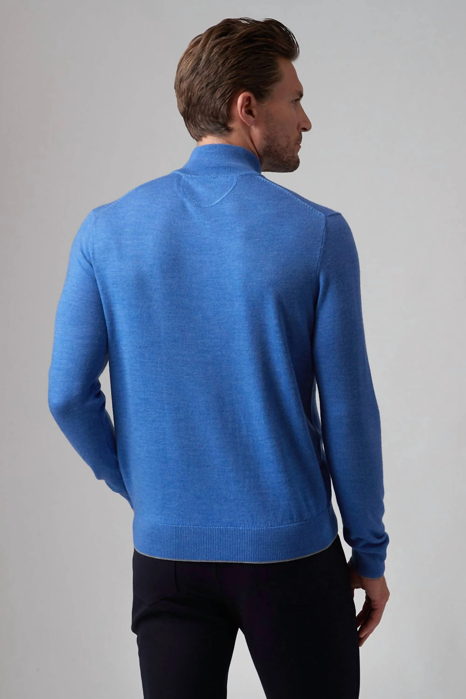 Palmer Mock Zip Sweater In Pool - Image 3