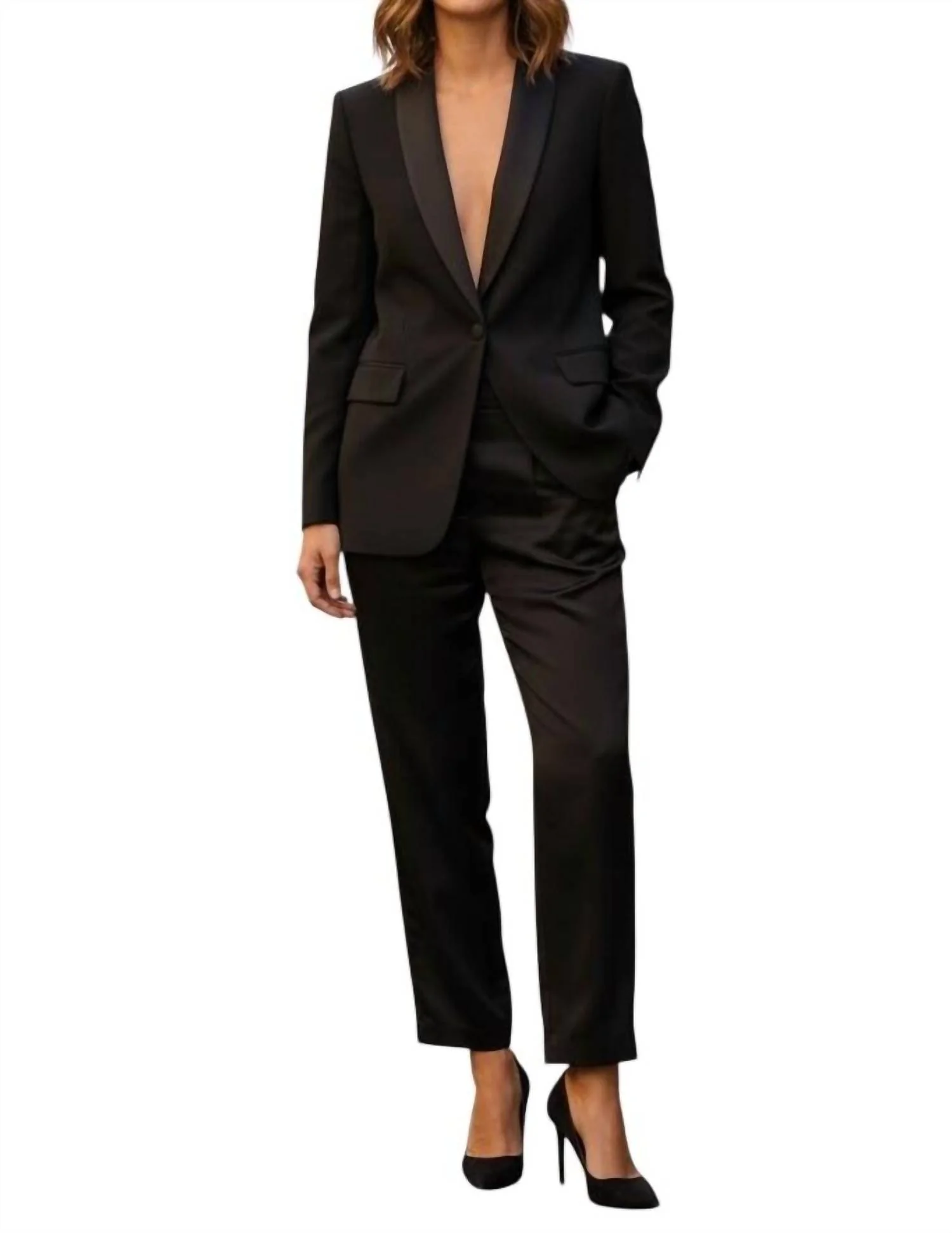 Pandolce Shawl Collar Blazer In Black
