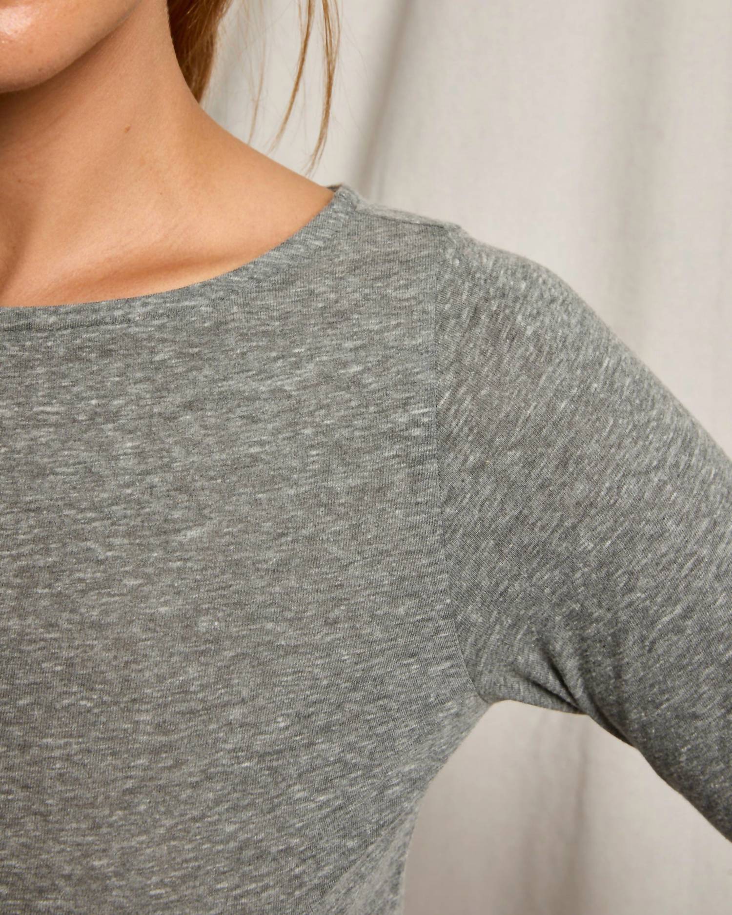 Parker Cotton Long Sleeve Top In Heather Grey - Image 4