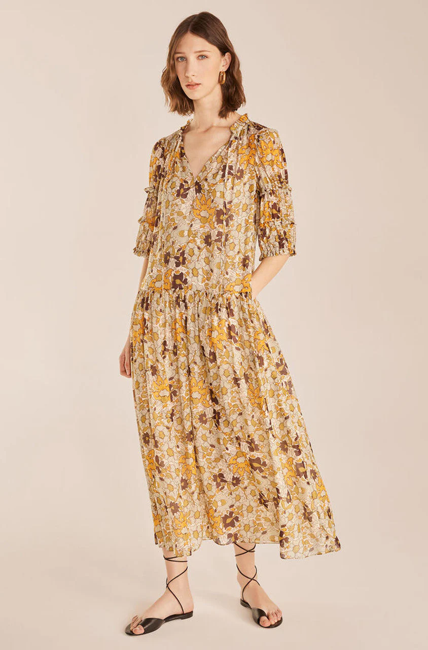 Passion Flower Puff Sleeve Dress
