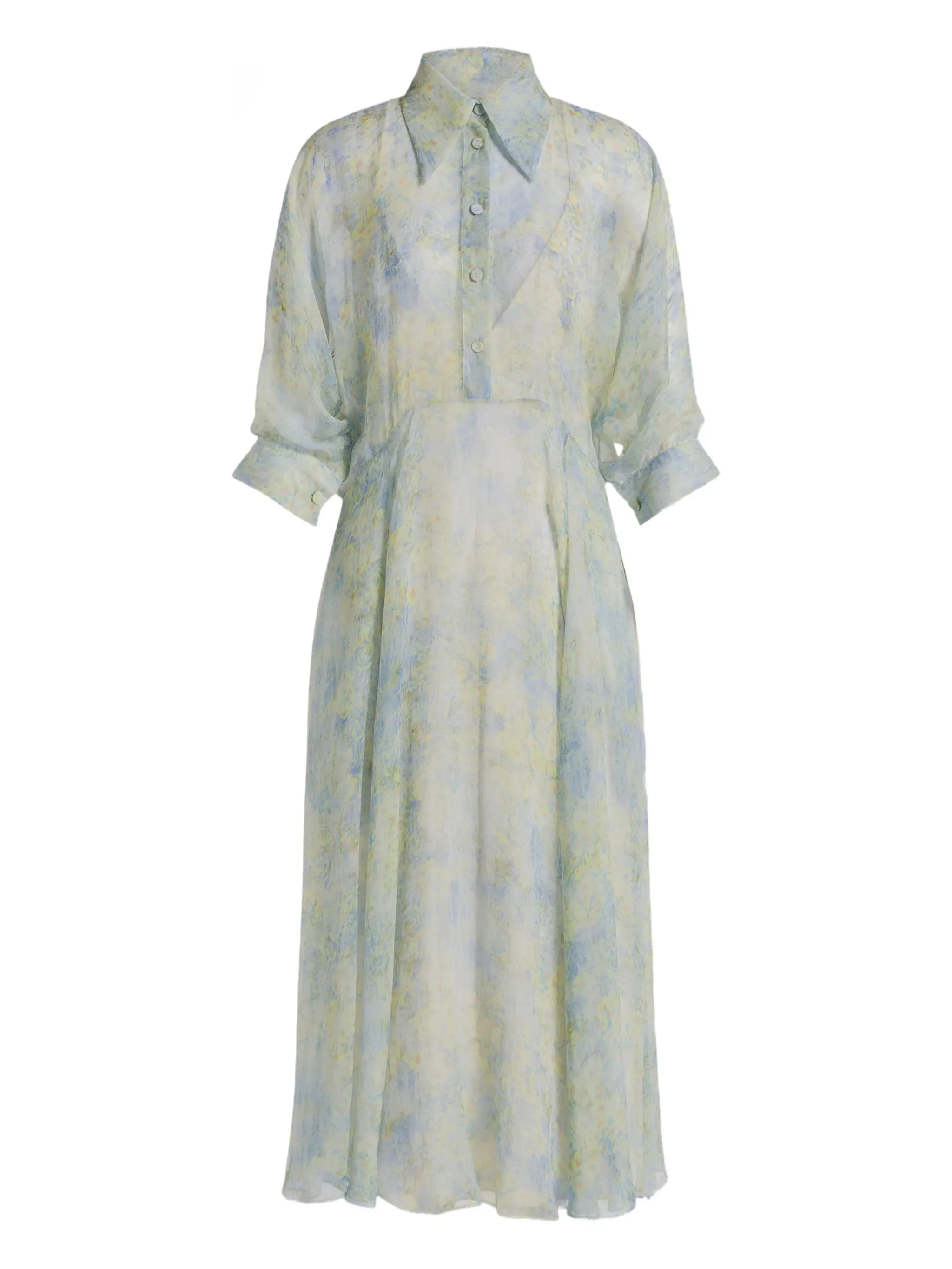 Pastel Abito Print Silk Midi Dress