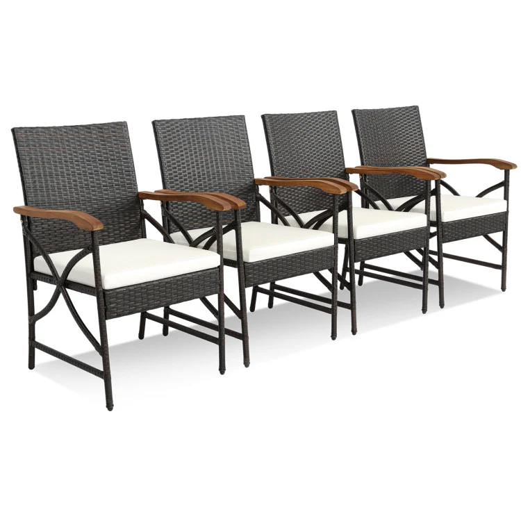 Patio Wicker Chairs with Soft Zippered Cushion