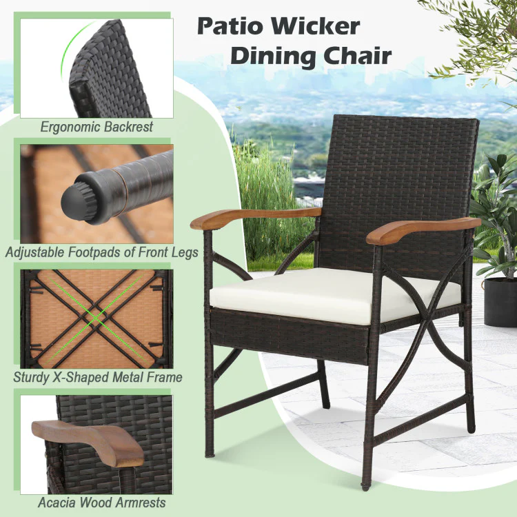 Patio Wicker Chairs with Soft Zippered Cushion - Image 6