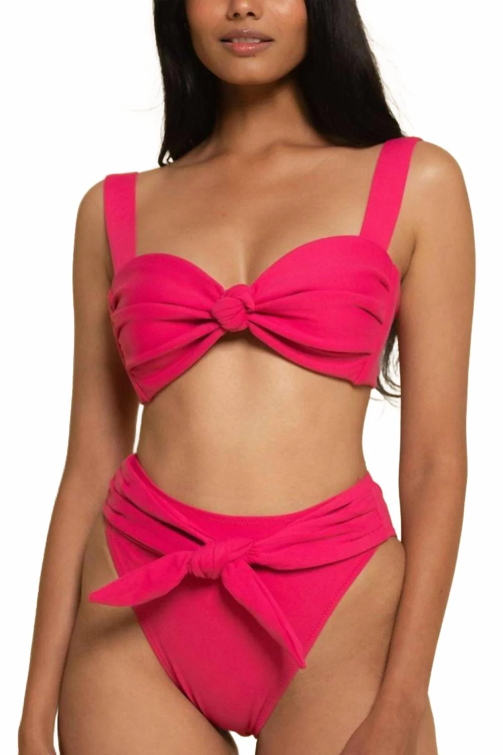 Paula Tie-Up Bikini Bottom In Raspberry