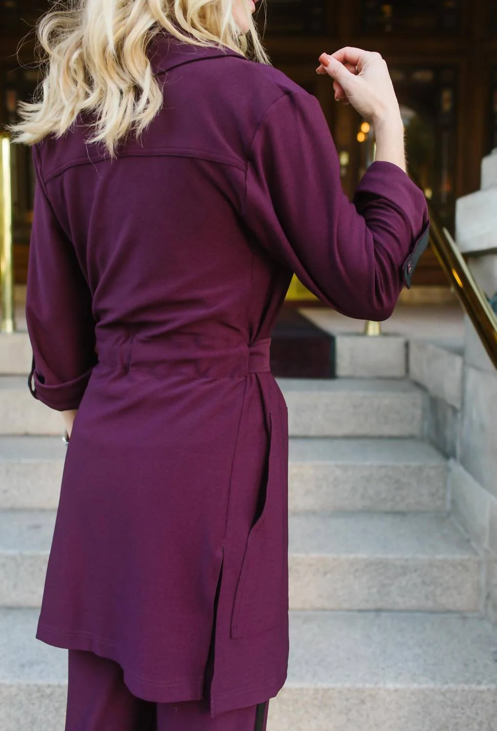 Pearl Trench Coat In Fig - Image 2
