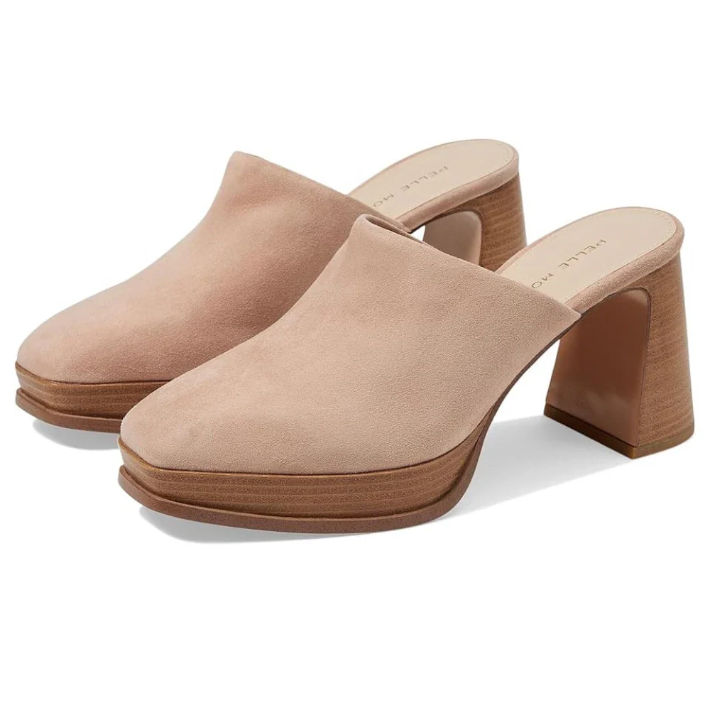 Pelle Moda Dilani Mule Womens Blush Leather Platform Sandals HTAT1117