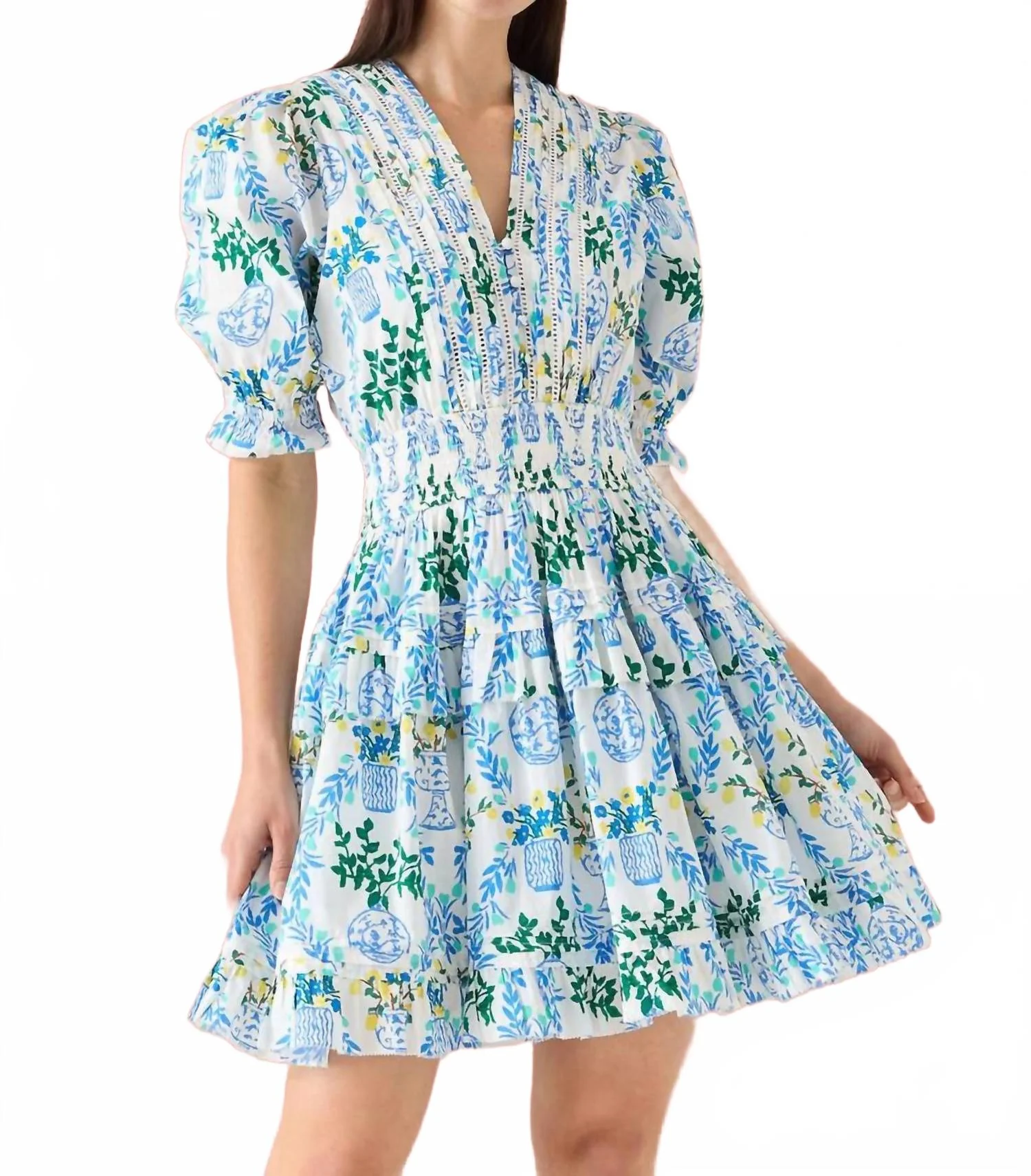 Penny Dress In White Chinoiserie Garden - Image 2