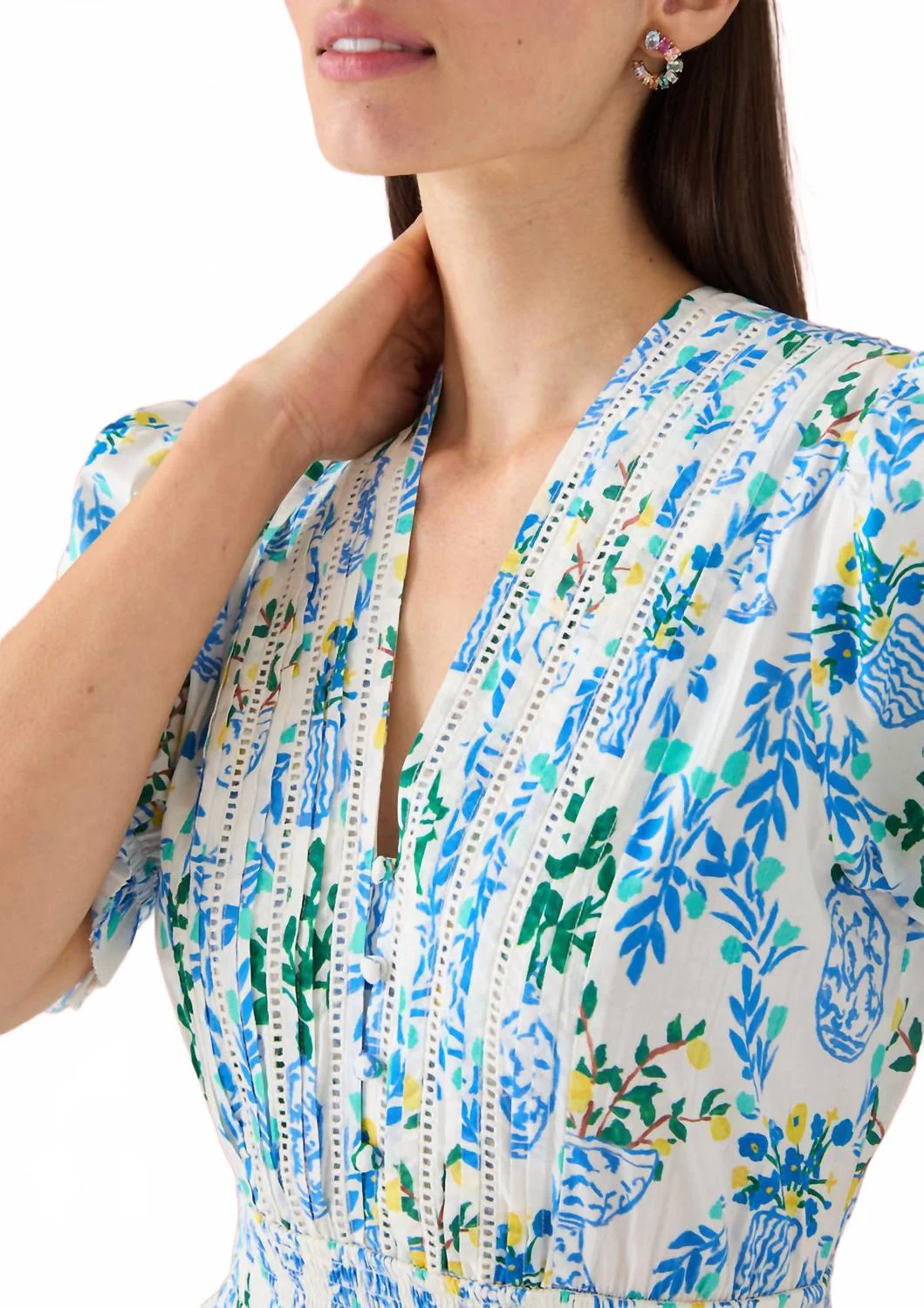 Penny Dress In White Chinoiserie Garden - Image 3