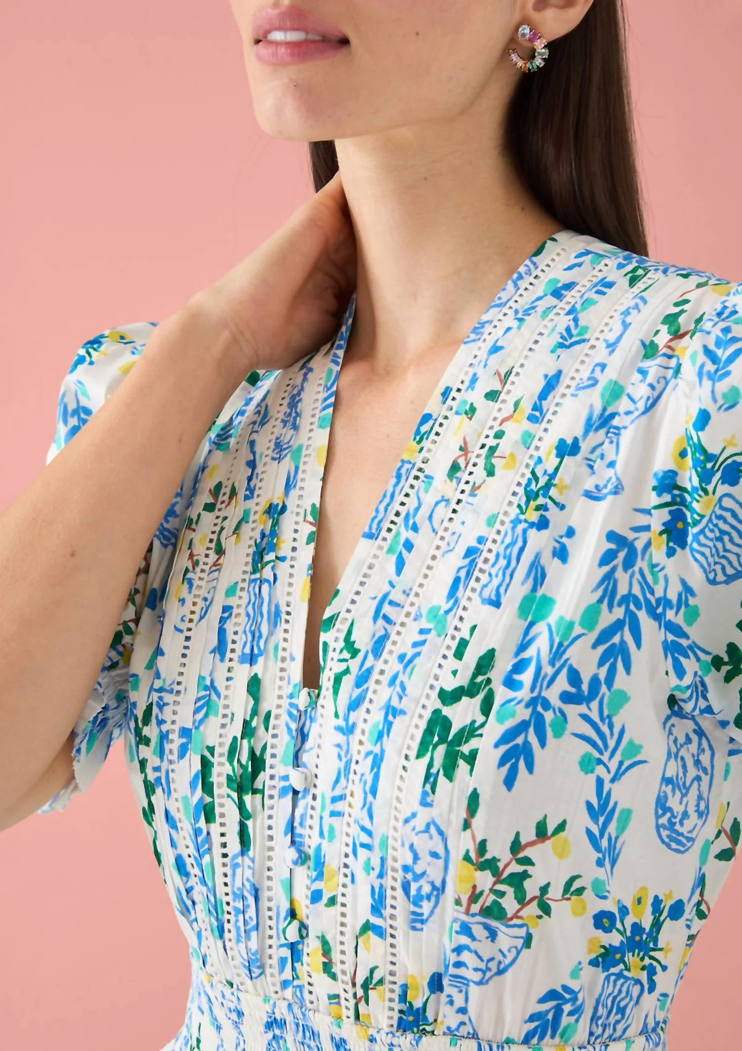 Penny Dress In White Chinoiserie Garden - Image 4