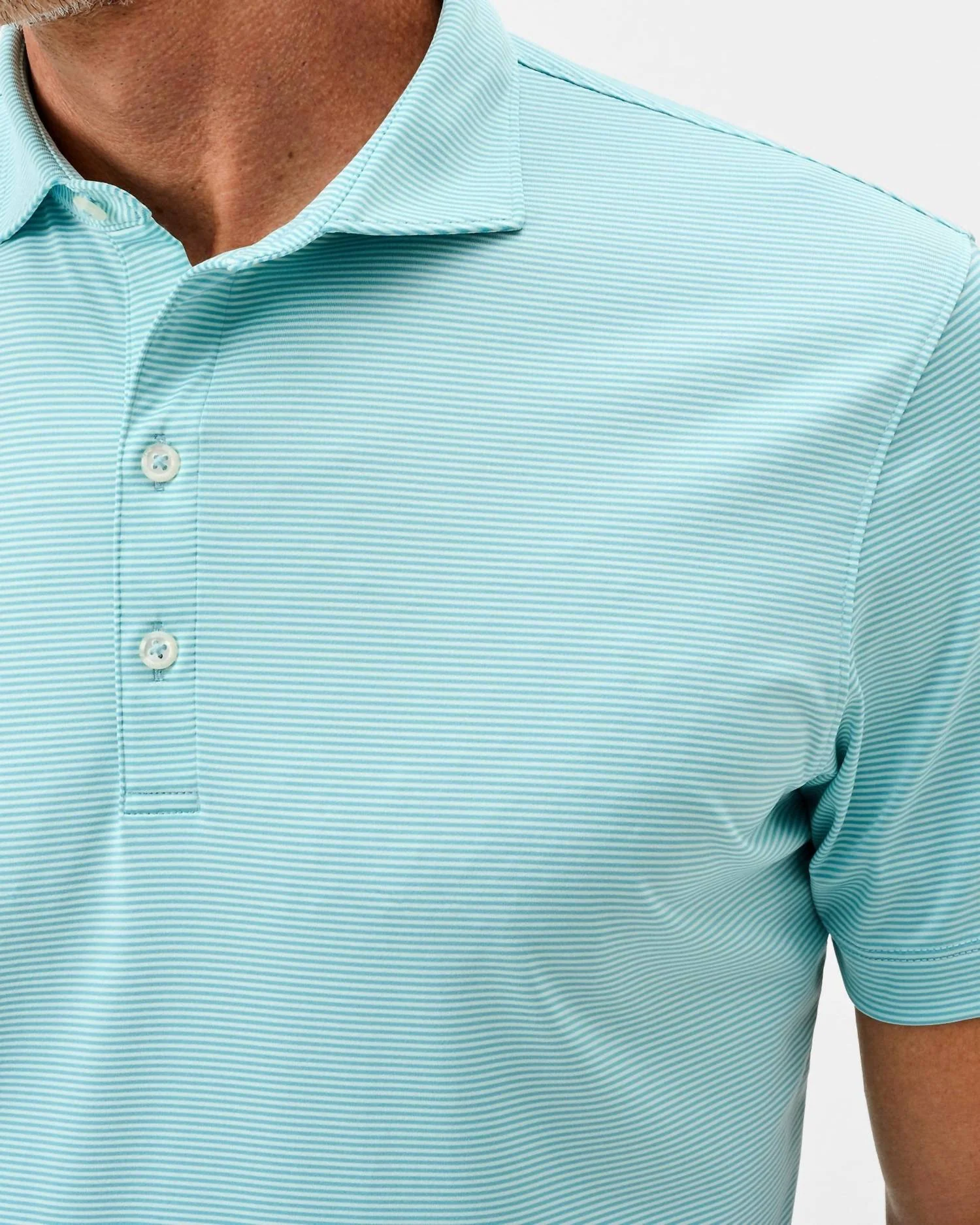 Perf Jersey Polo Lyndonn Stripe In Tropical Celeste - Image 2