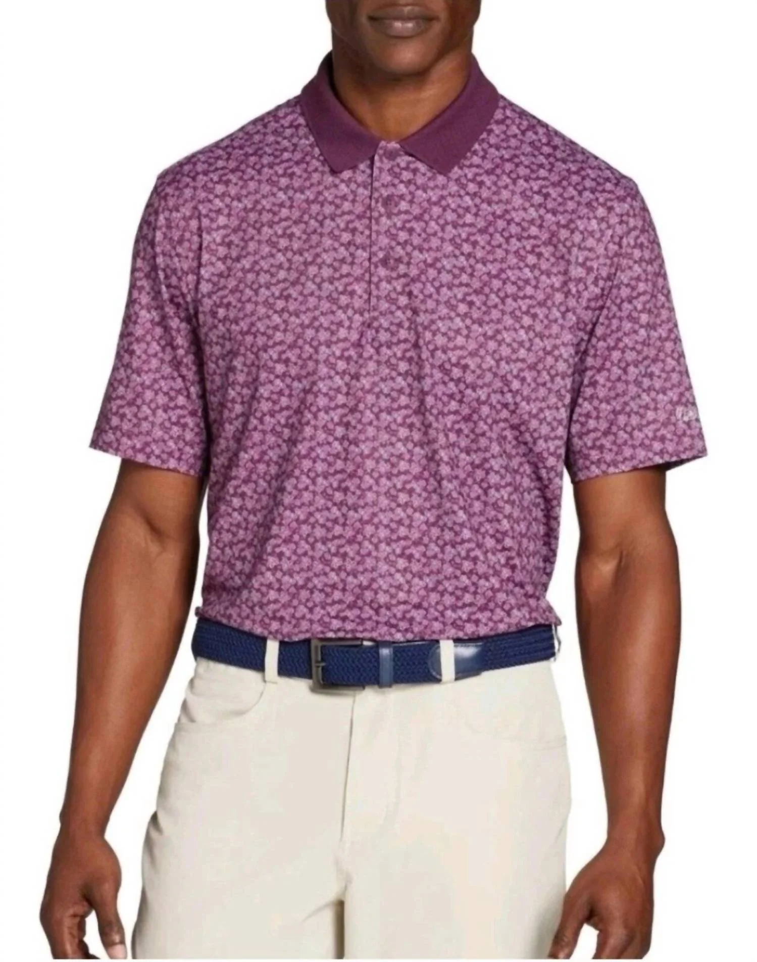 Performance P11 Dogwood Ditsy Golf Polo In Beet Purple