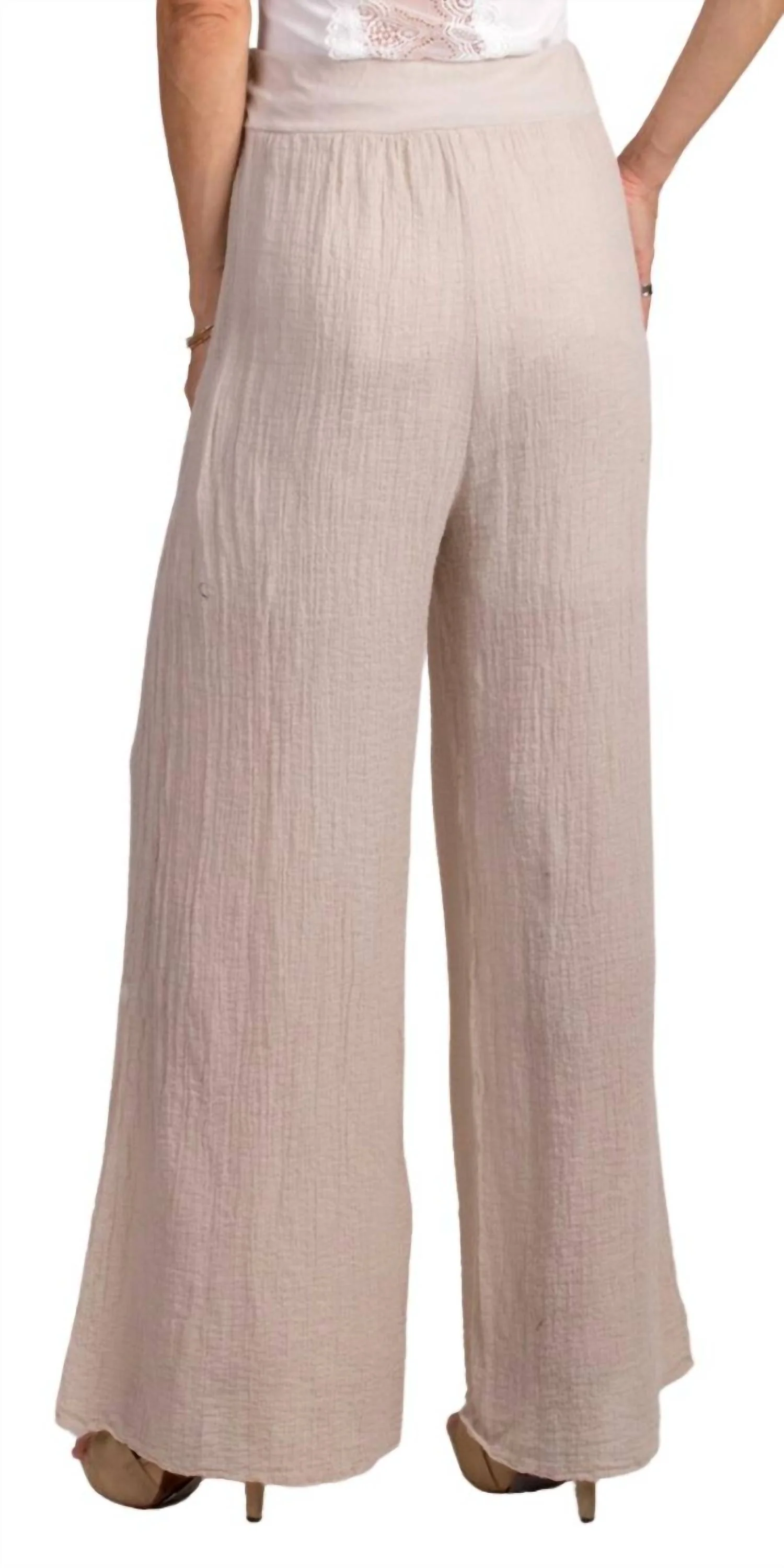Pescara Cotton Pants In Beige - Image 2