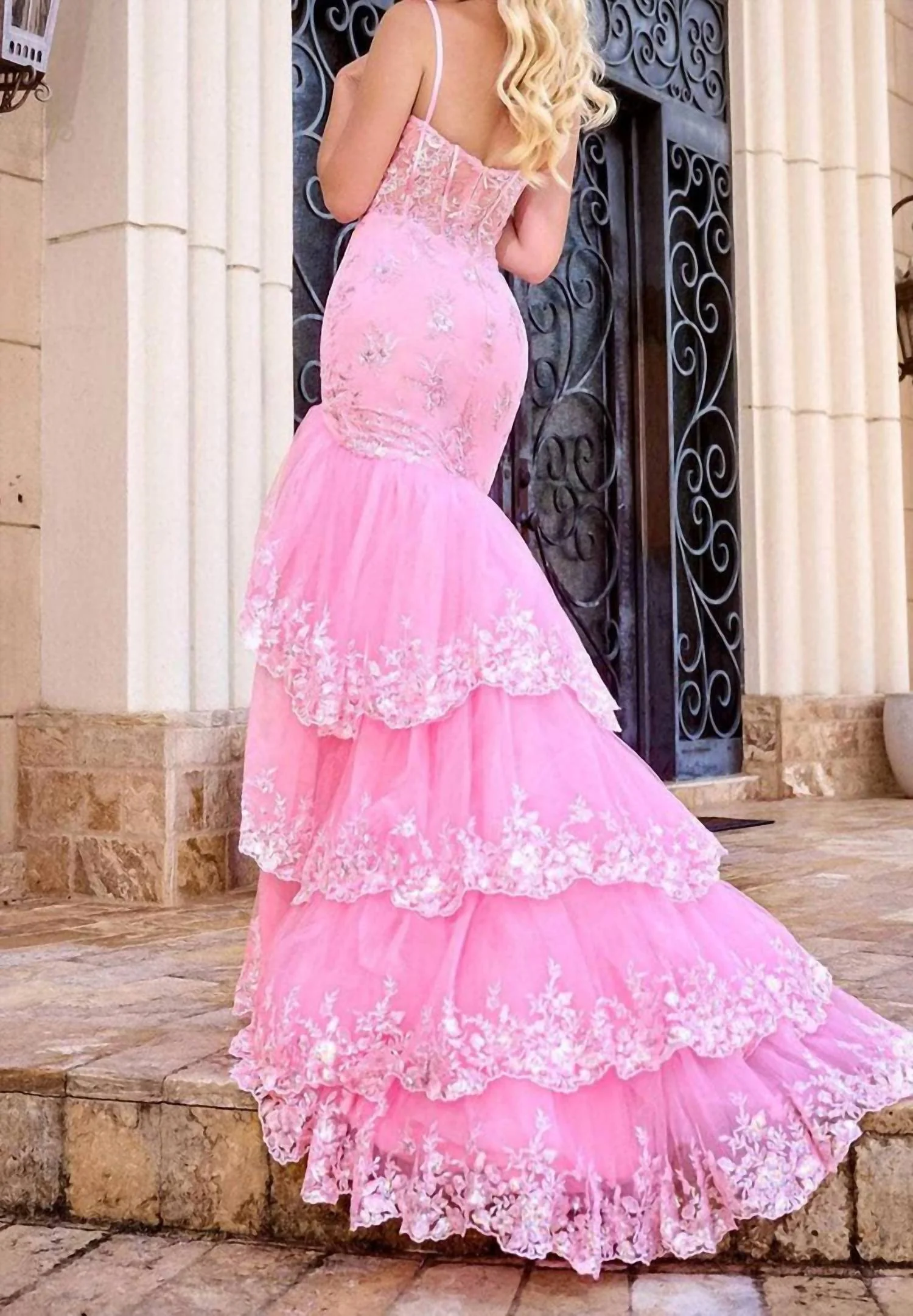 Petal Dream Corset Mermaid Gown In Pink - Image 2