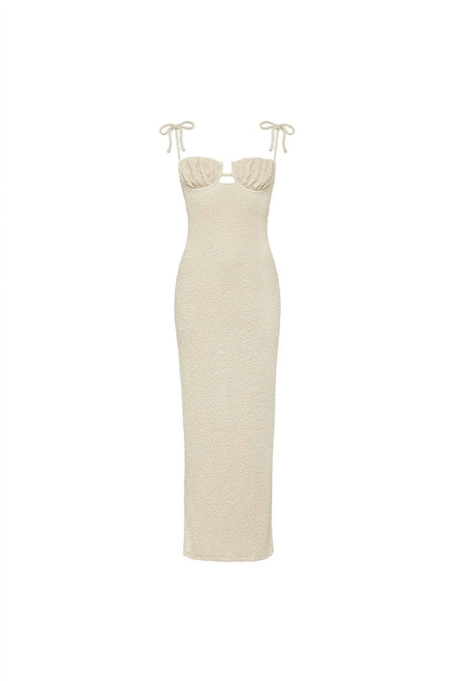 Petal Long Slip Dress In Oat Texture - Image 4