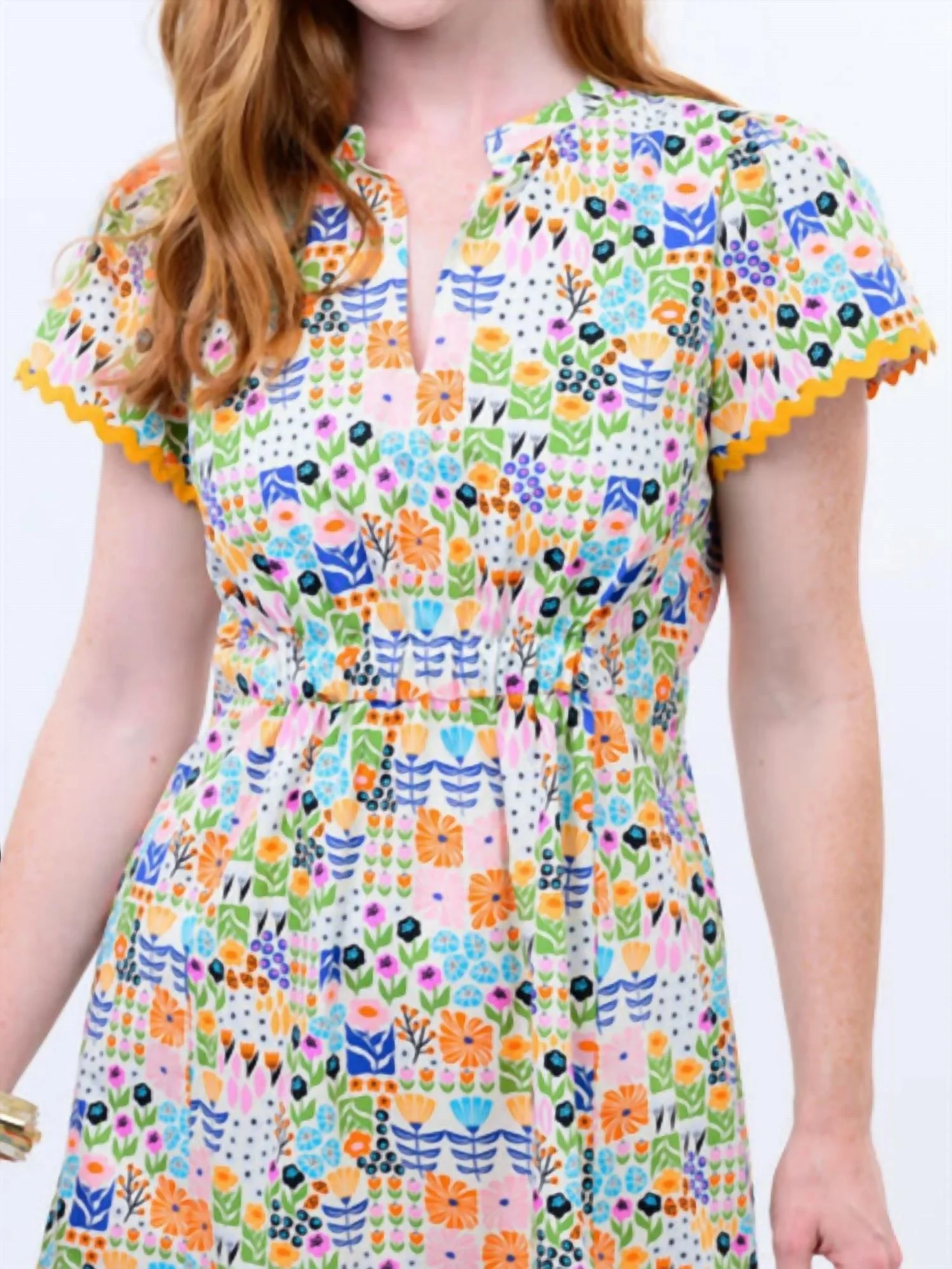 Petal Patchwork Dress In Multi - Image 2