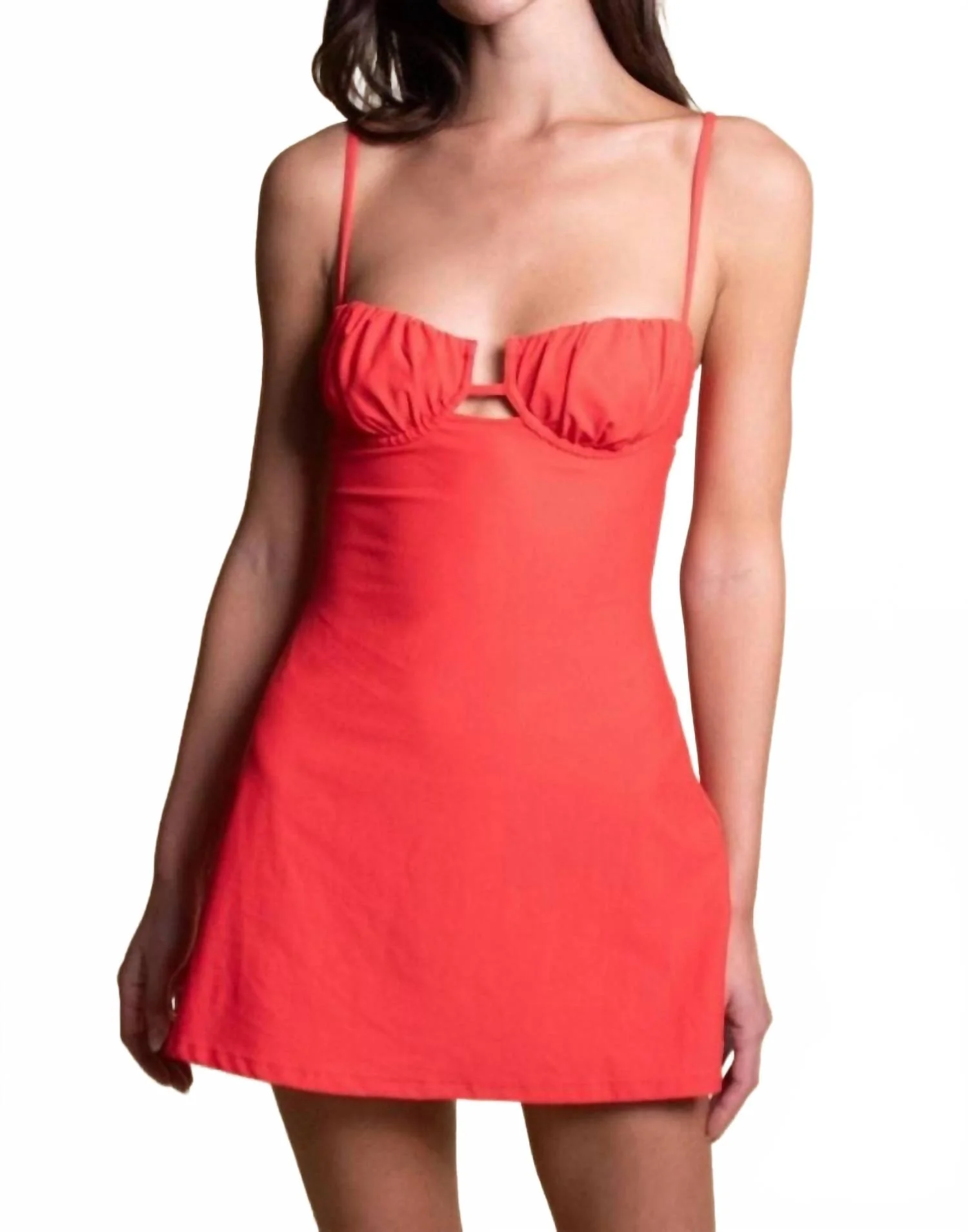 Petal Short Slip Dress In Cherry