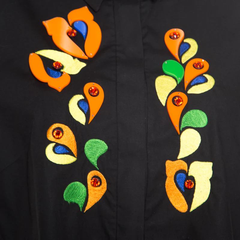 Peter Pilotto Black Embroidered Embellished Cotton Sleeveless Blouse - Image 4