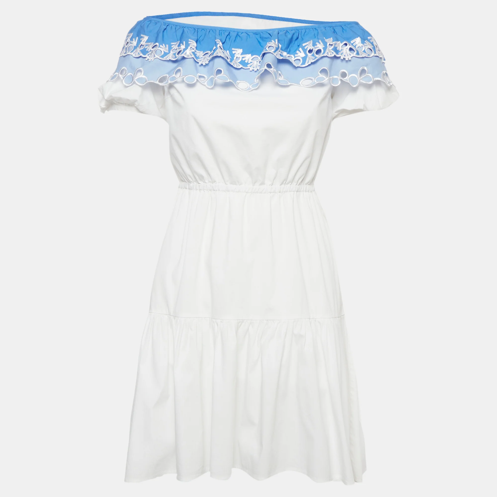 Peter Pilotto White Embroidered Cotton Pallas Mini Dress