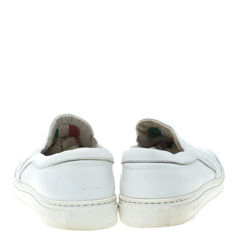 Philipp Plein White Leather Slip On Sneakers - Image 5