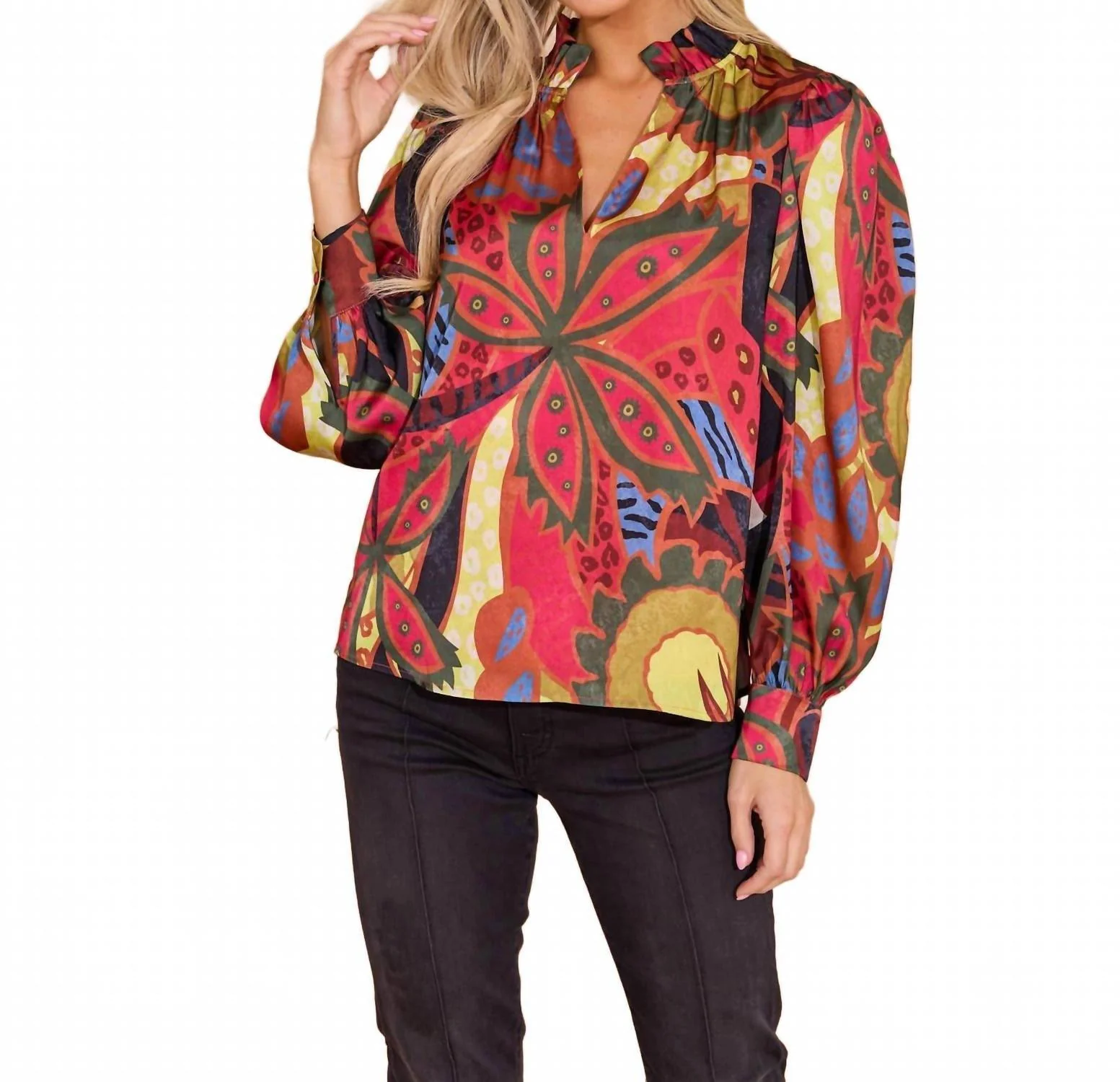 Phoebe Long Sleeve Top In Jungle Floral - Image 2