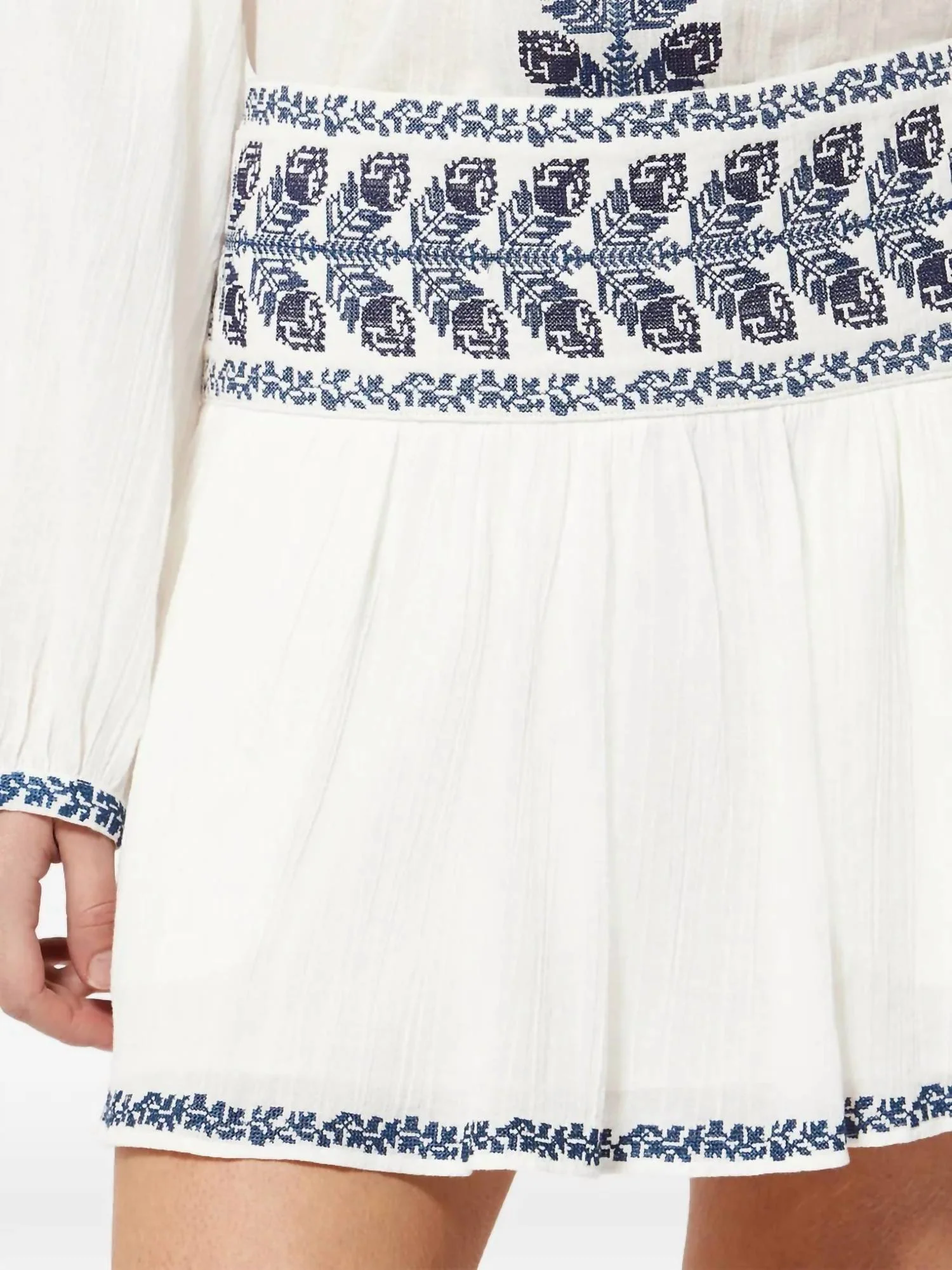 Picadilia Embroidered Skirt In Ecru/blue - Image 3