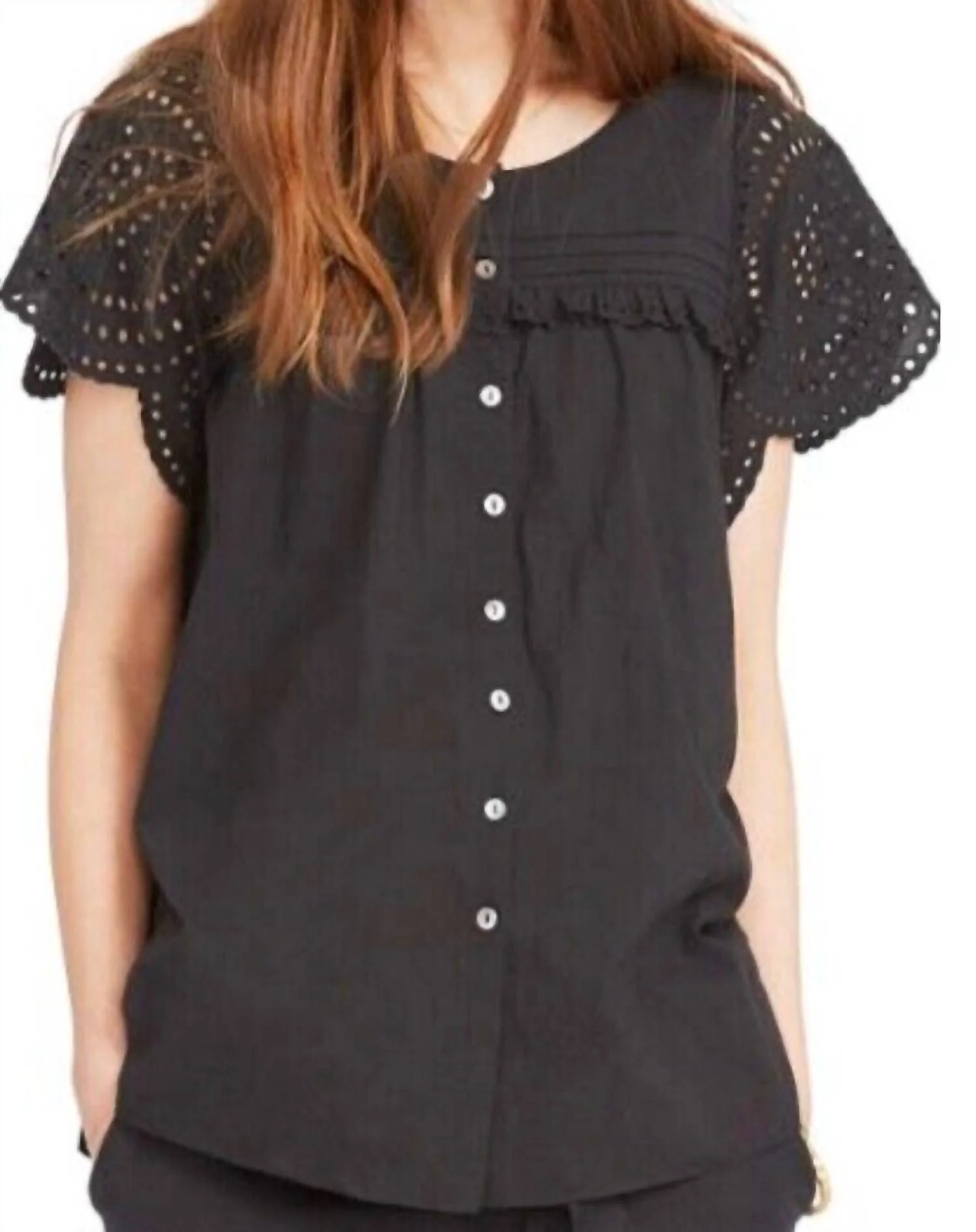 Pilar Short Sleeve Top In Black