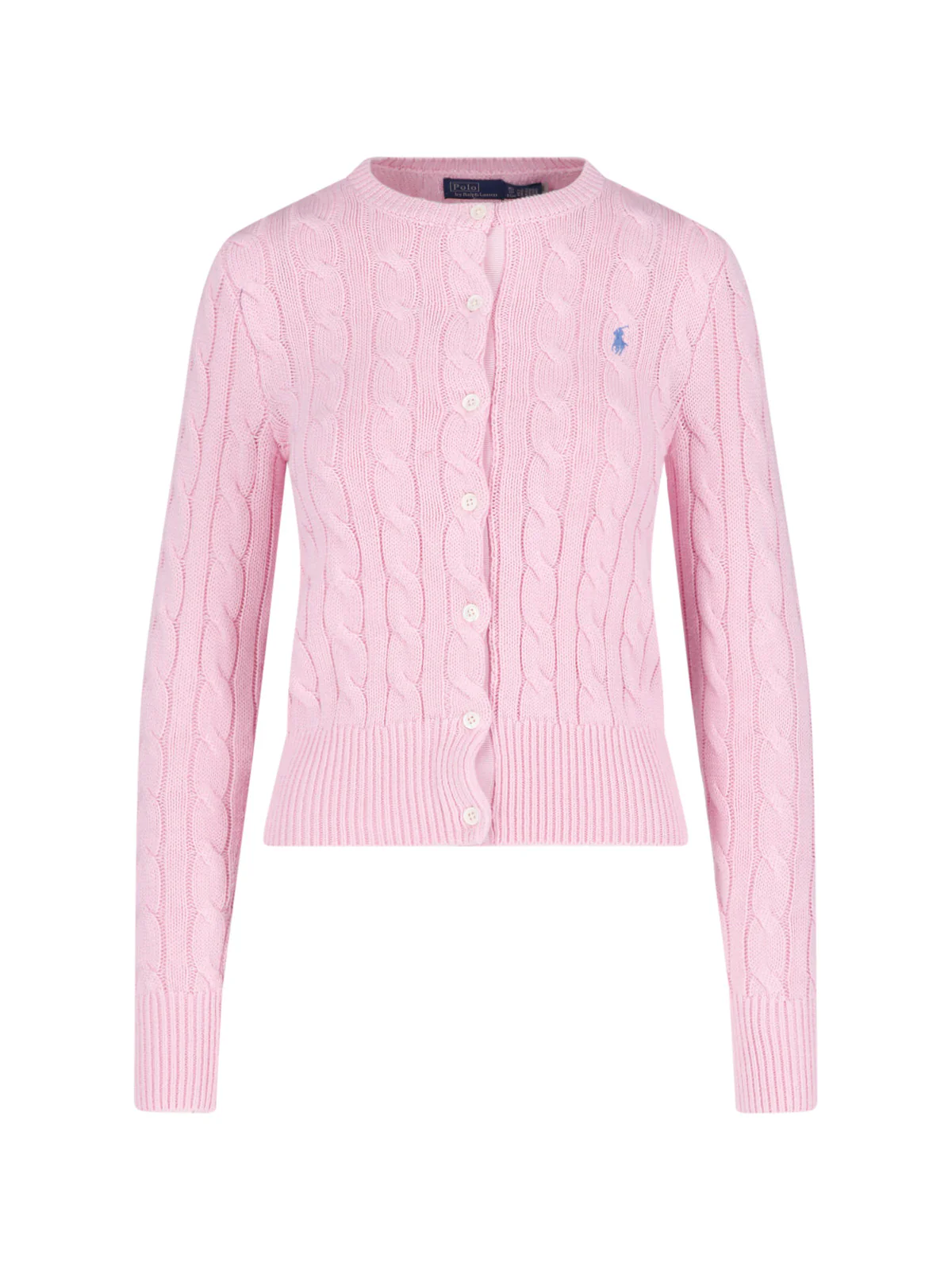Pink Cable-Knit Button-Down Cardigan