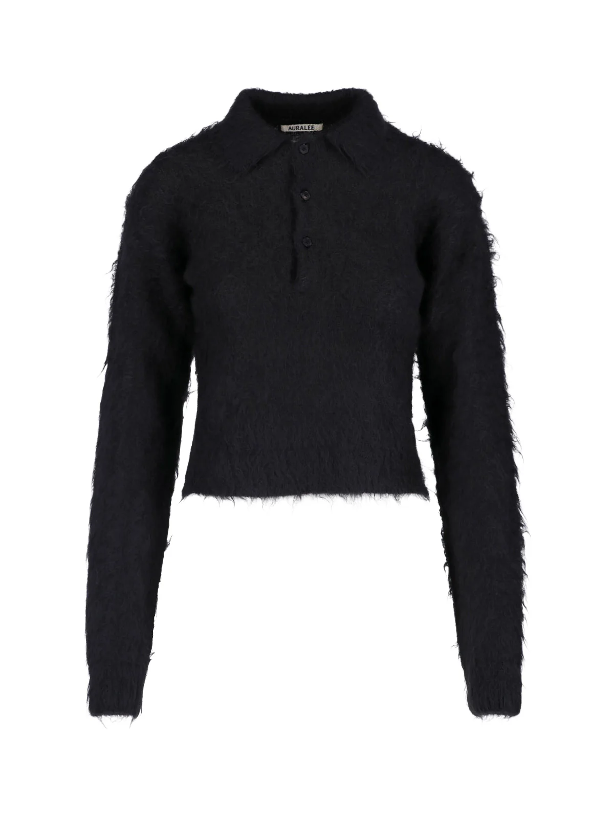 Pink Cropped Fuzzy Knit Classic Sweater