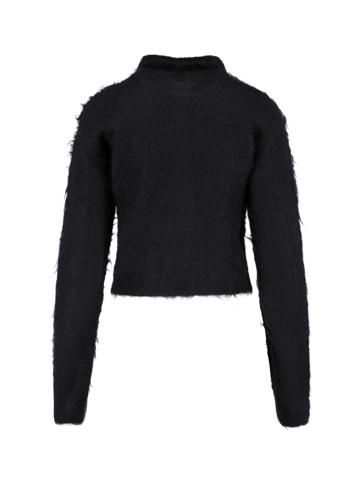 Pink Cropped Fuzzy Knit Classic Sweater - Image 2