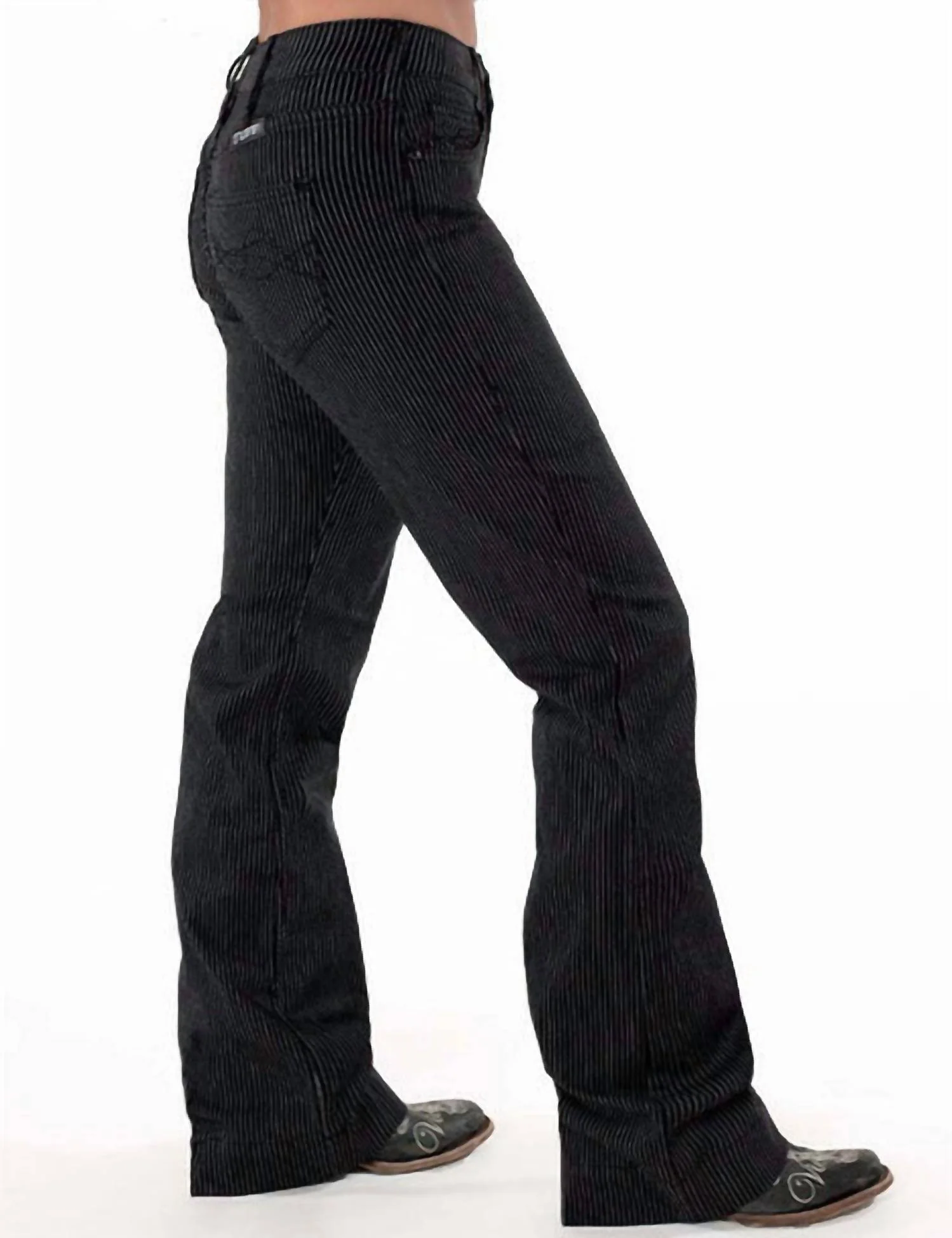 Pinstripe Trouser Jean In Black - Image 2