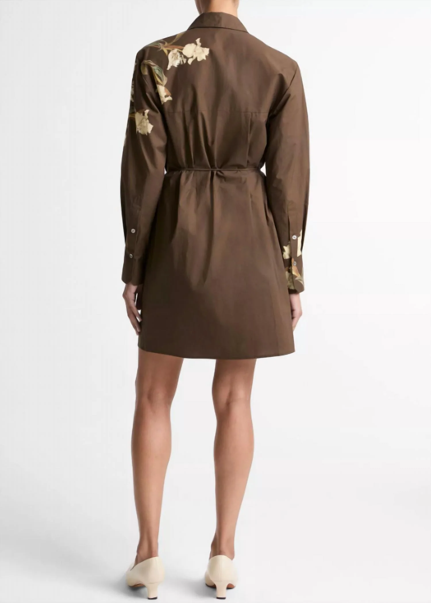 Placed Cream Iris Shirt Dress In Bark - Image 3