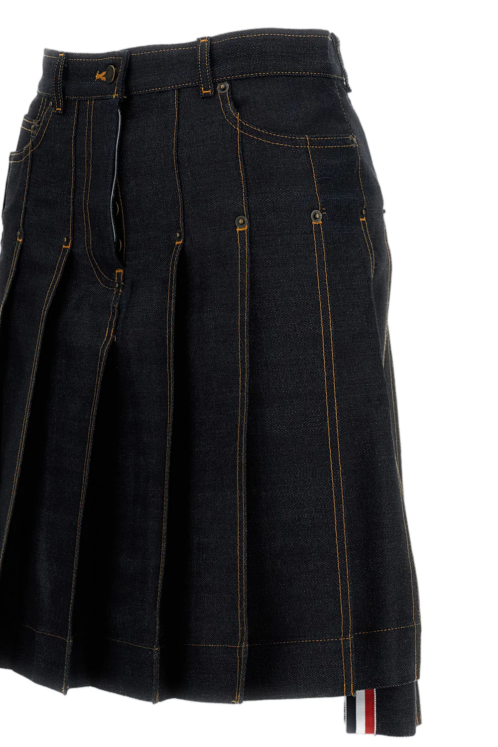 Pleated Skirt In Washed Japanese Selvedge Denim - Image 3