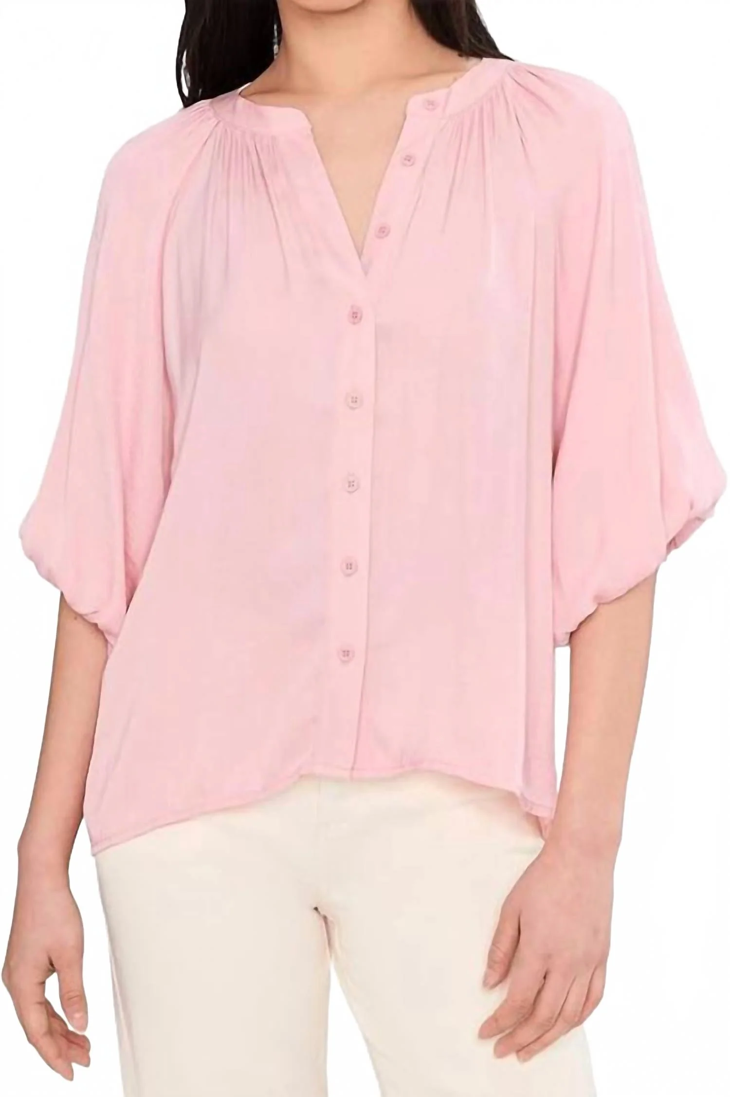 Plenty Of Love Bubble Blouse In Light Bloom Pink