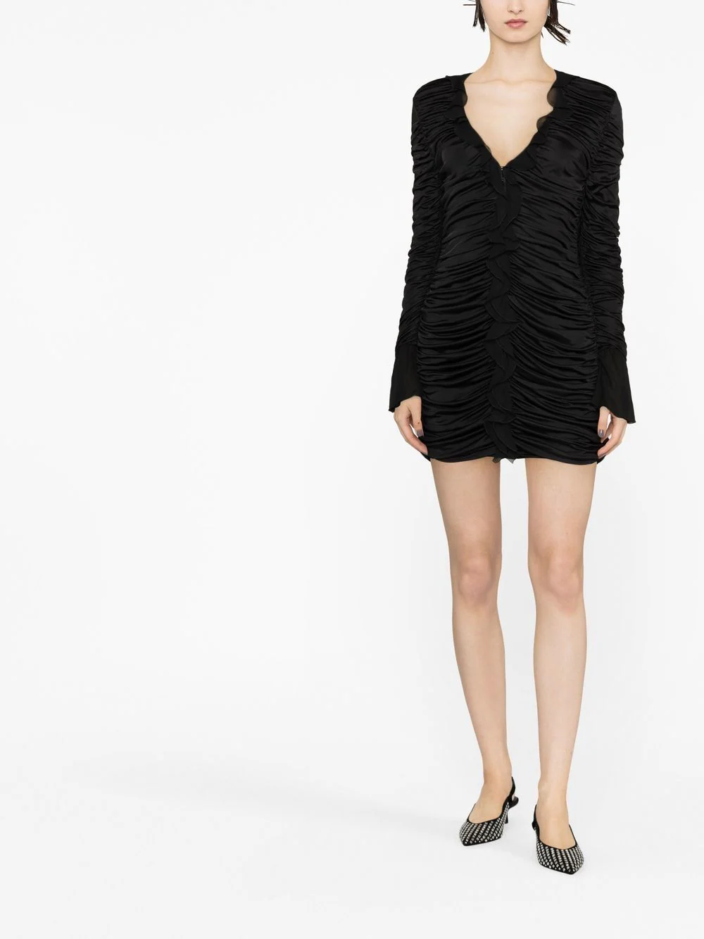Plisse Jersey V-Neck Asymmetrical Dress - Image 4
