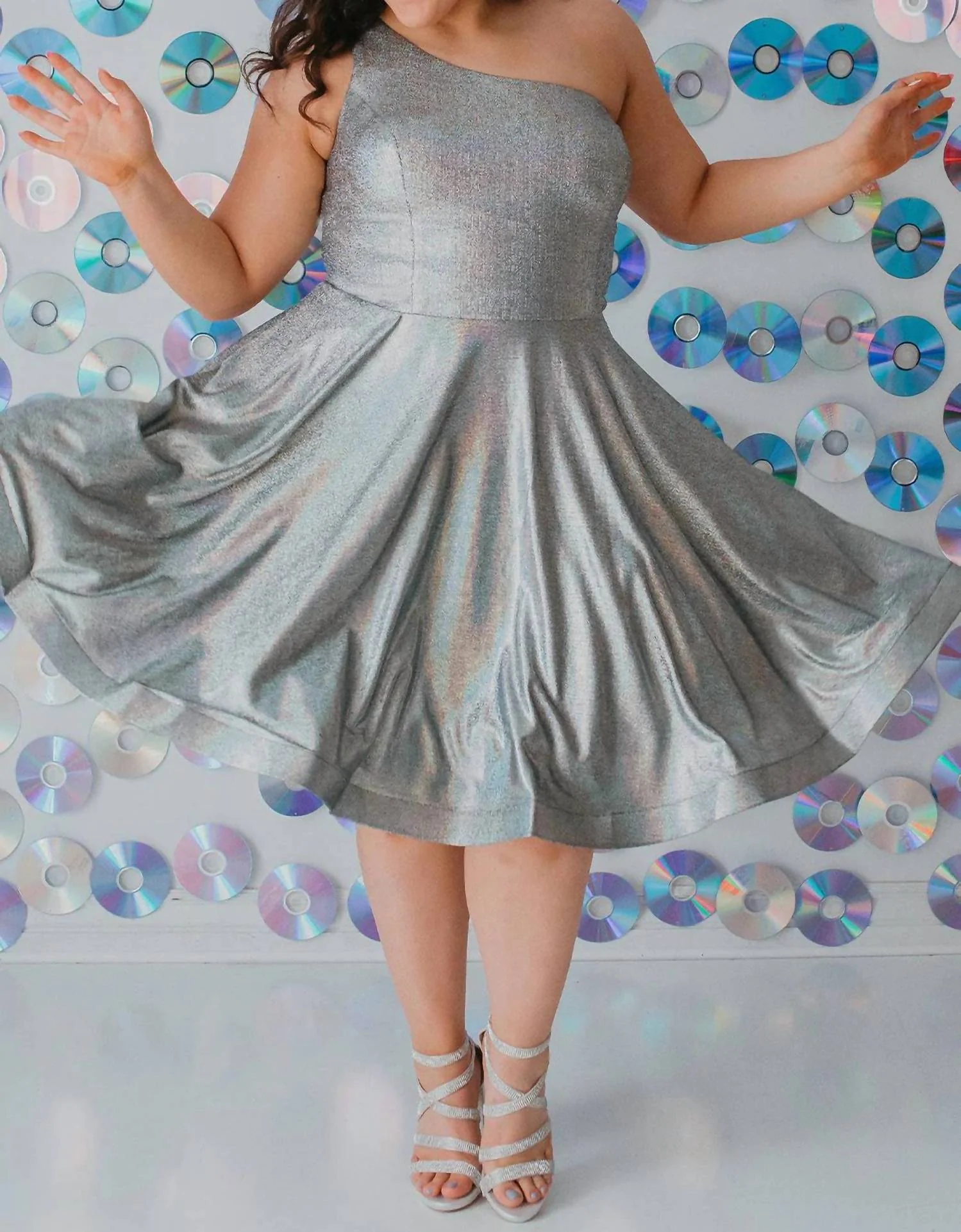 Plus Cocktail Dress In Metallic Black