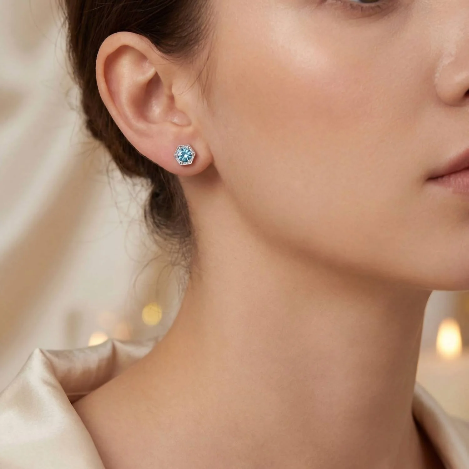 Pluto Stud Earrings In Silver/blue - Image 2