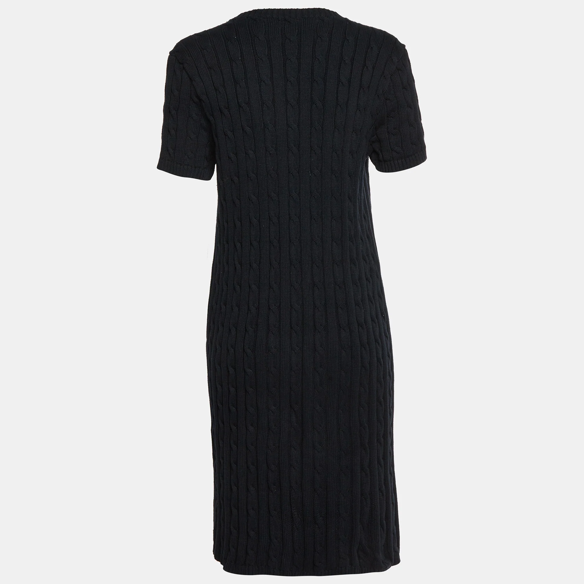 Polo Ralph Lauren Black Cable Knit Patch Pocket Mini Dress - Image 3