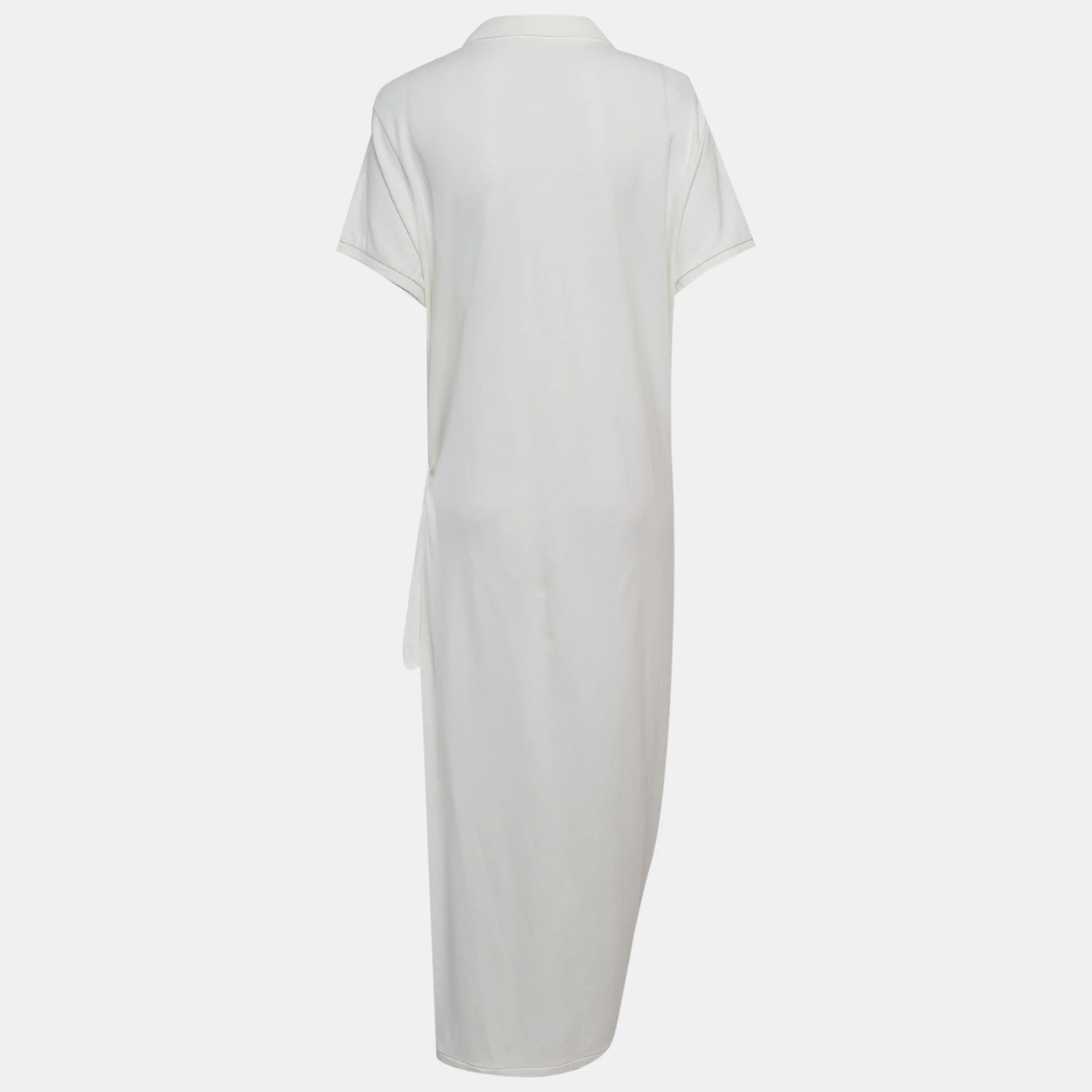 Polo Ralph Lauren White Pique Knit Slit Maxi Dress - Image 3