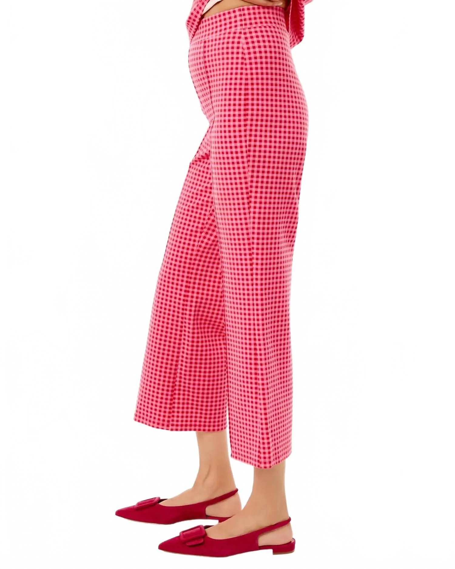 Ponte Waverly Pants In Rose Check - Image 2