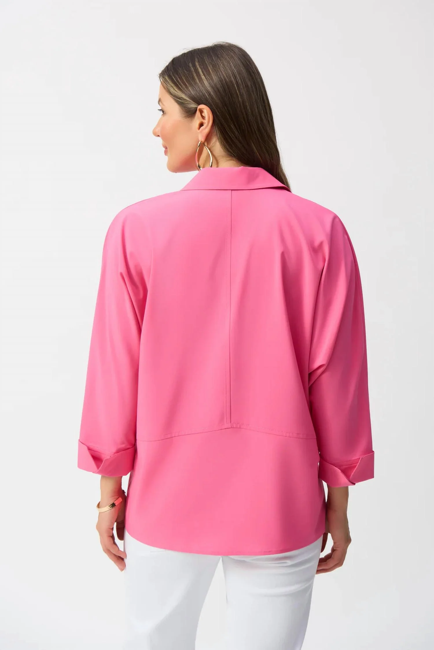 Poplin Boxy 3/4 Sleeves Shirt In Bubblegum - Image 2