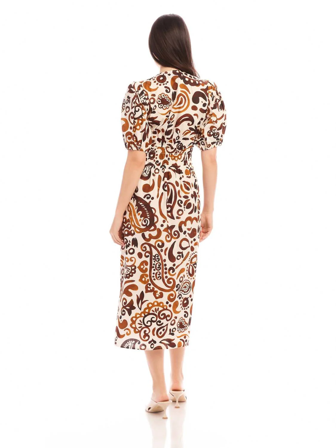 Poppy Shirred Waist Dress In Batik Print - Image 2