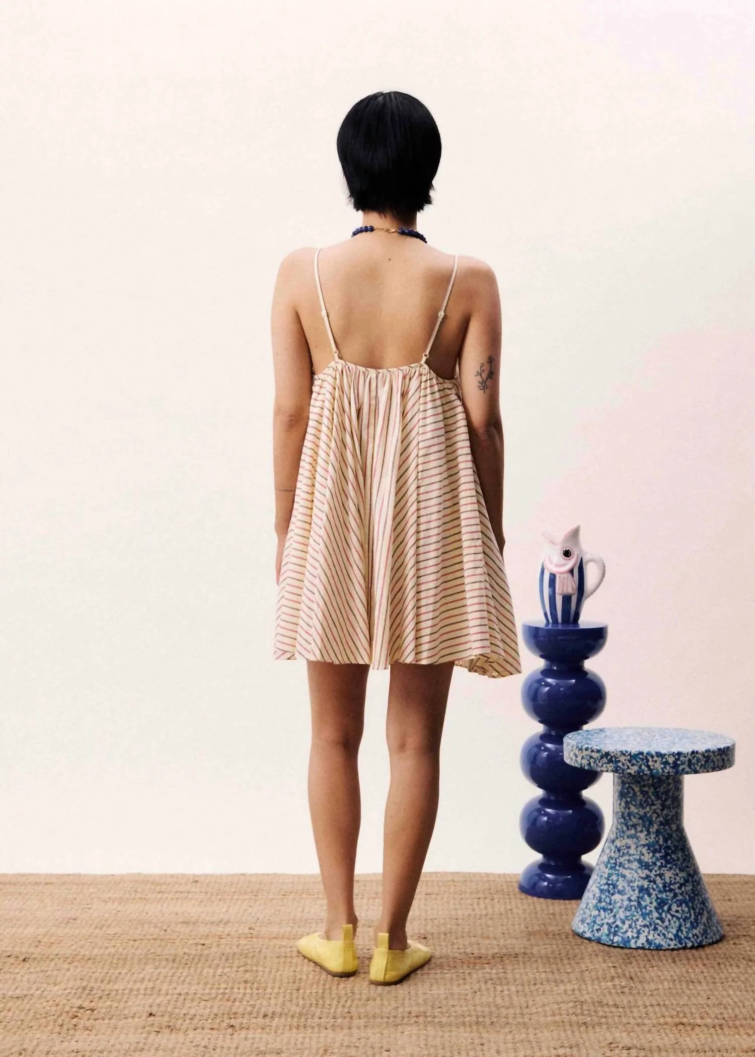 Poroa Stripe Dress In Butter - Image 2