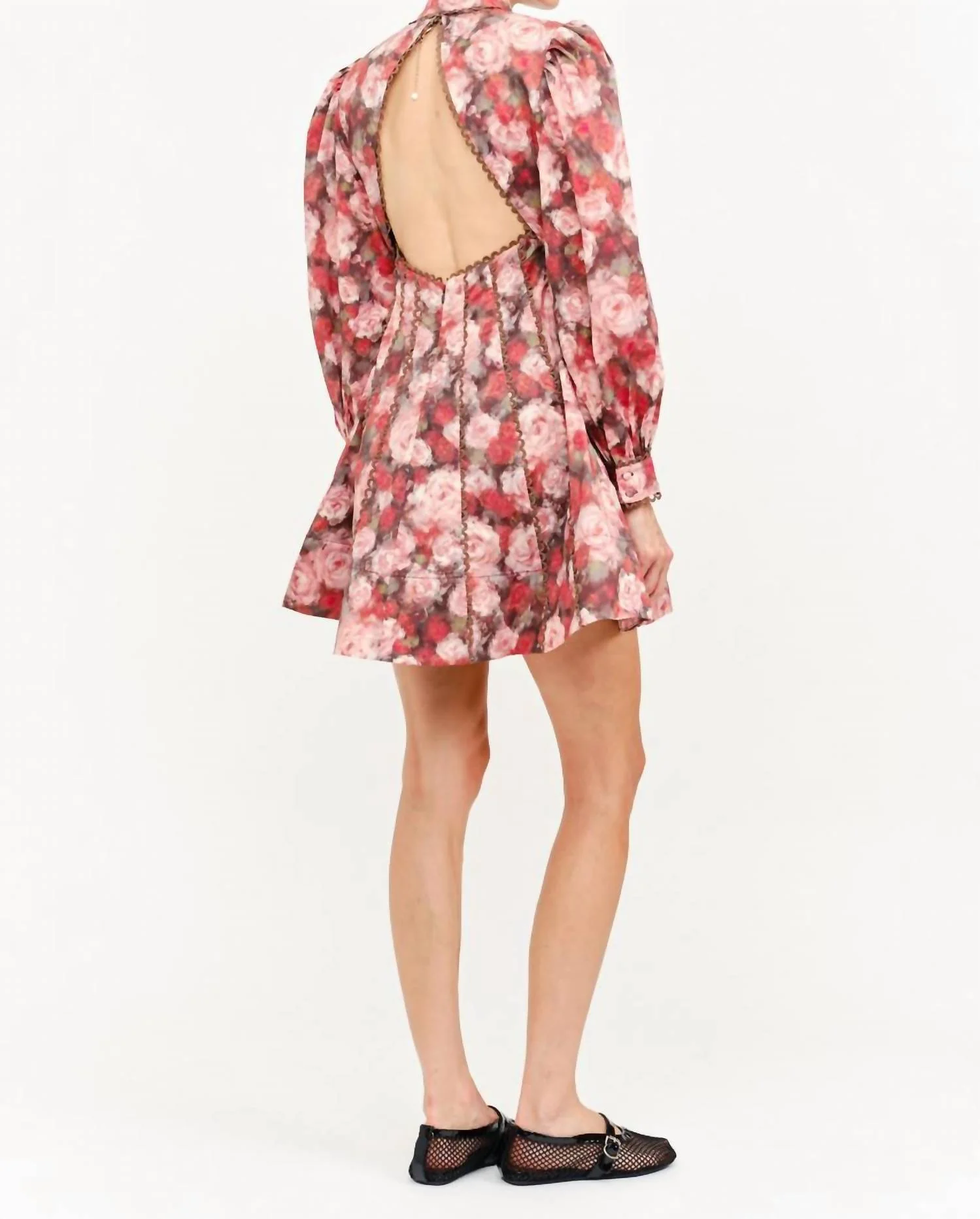 Portia Floral Open Back Mini Dress In Multi - Image 2