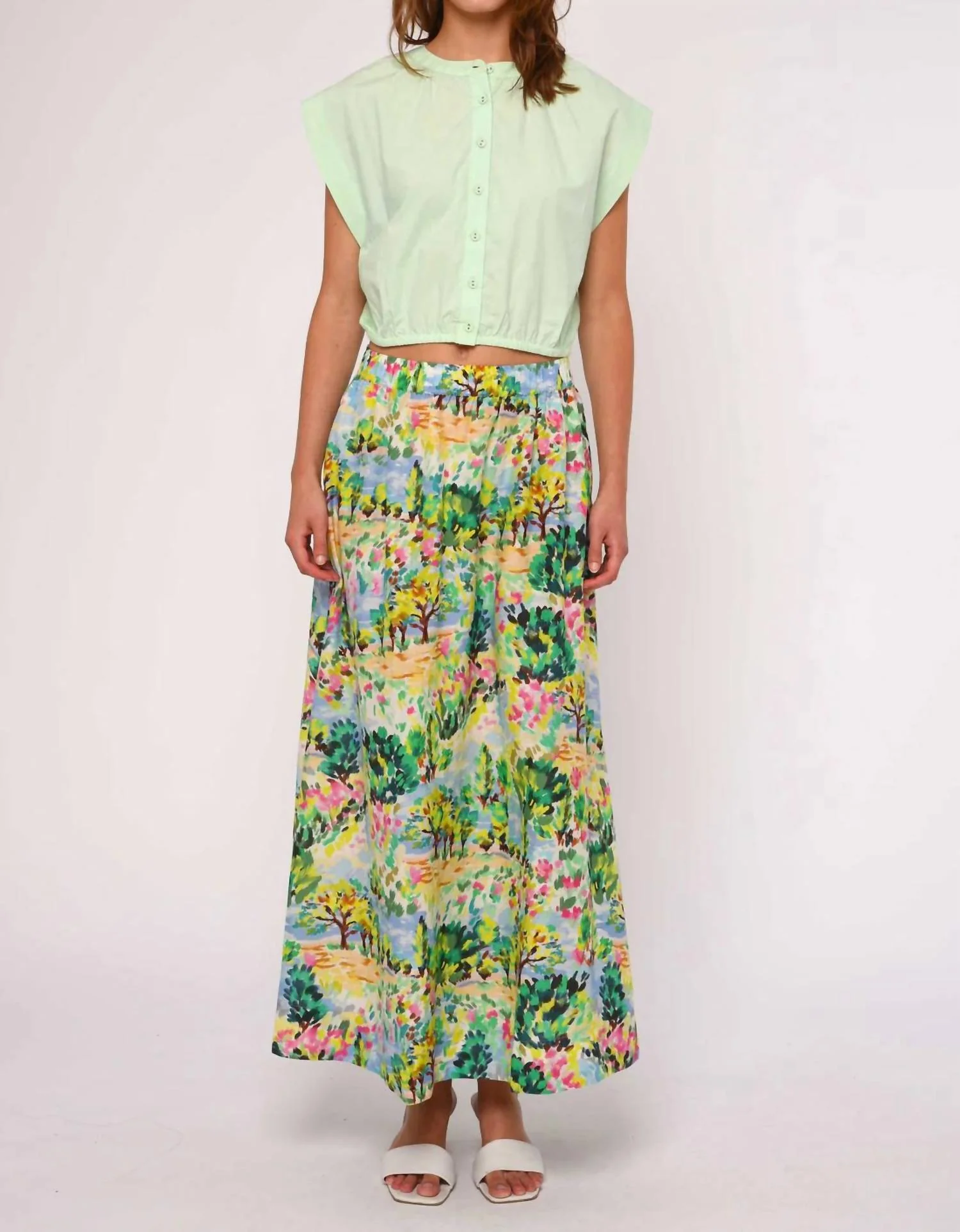 Porto Maxi Skirt In Giverny Garden Print