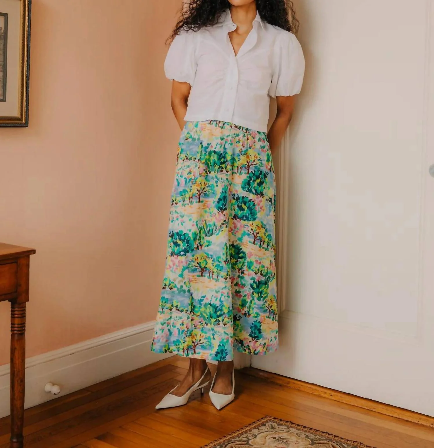 Porto Maxi Skirt In Giverny Garden Print - Image 4