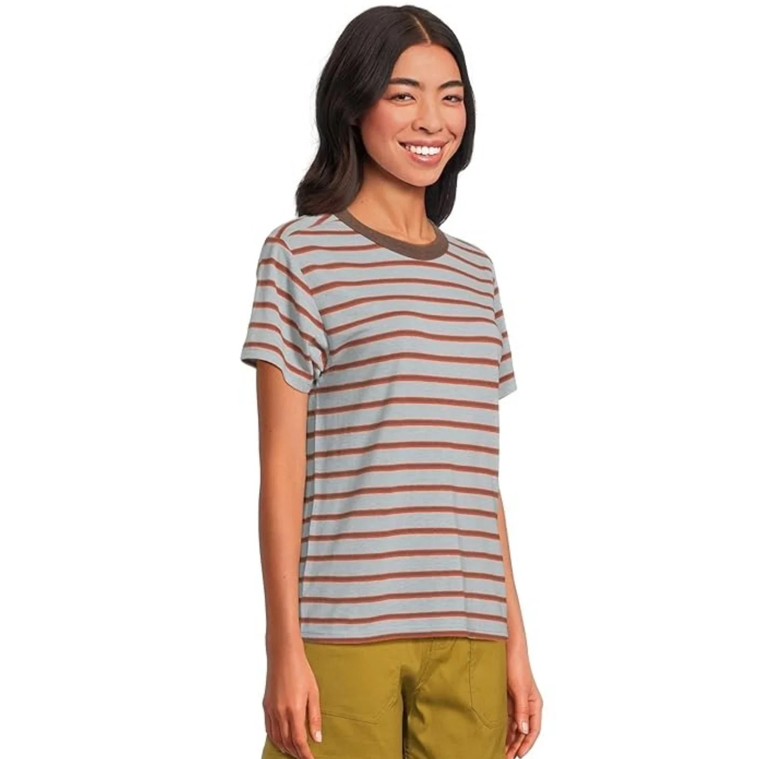 prAna Cozy Up T-Shirt Women's Saltwater Stripe Short Sleeve Crew Neck GBO1972 - Image 2