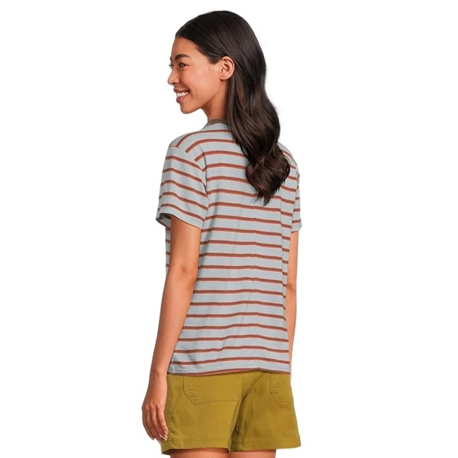 prAna Cozy Up T-Shirt Women's Saltwater Stripe Short Sleeve Crew Neck GBO1972 - Image 3
